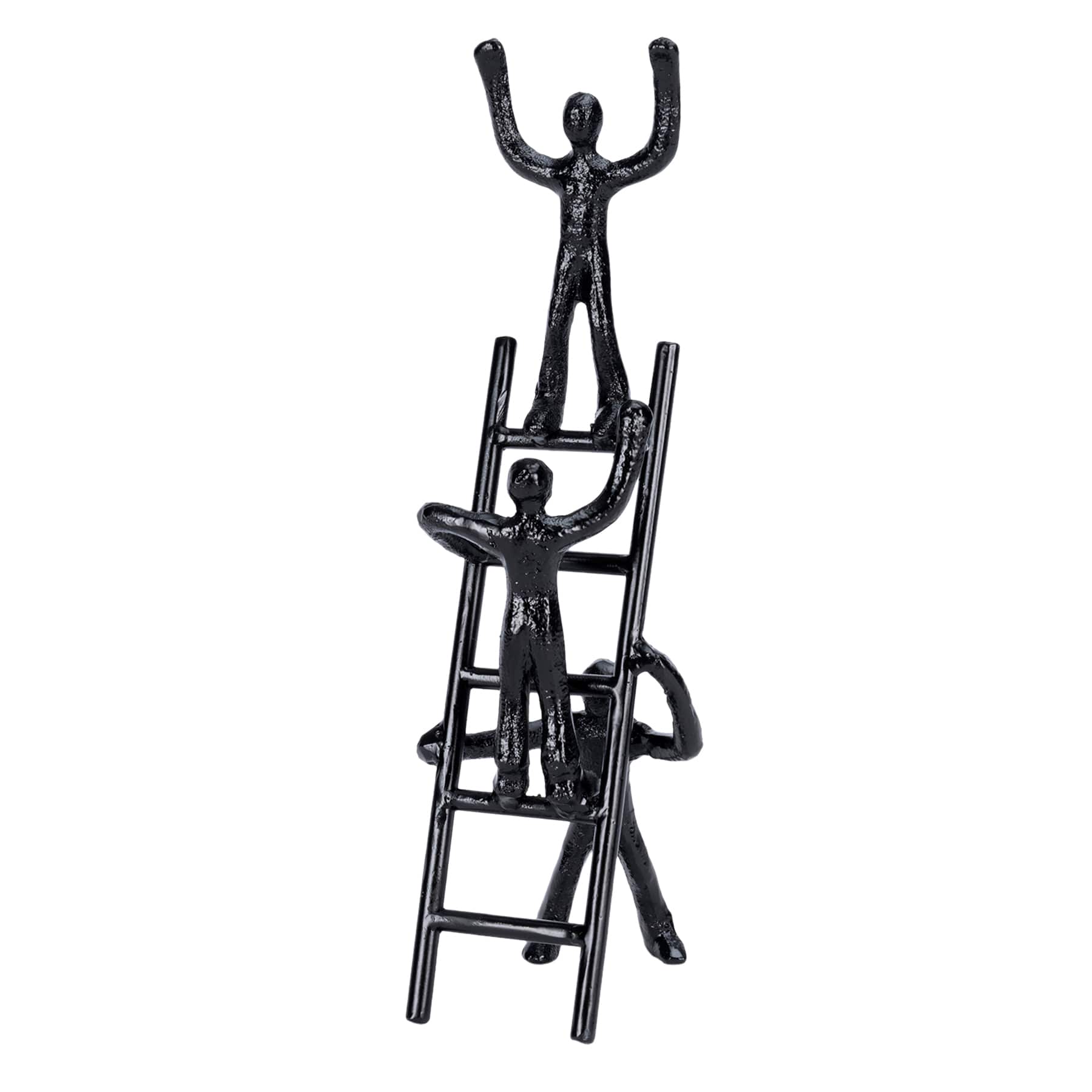 People Climbing Ladder Metal Figurine, 10"