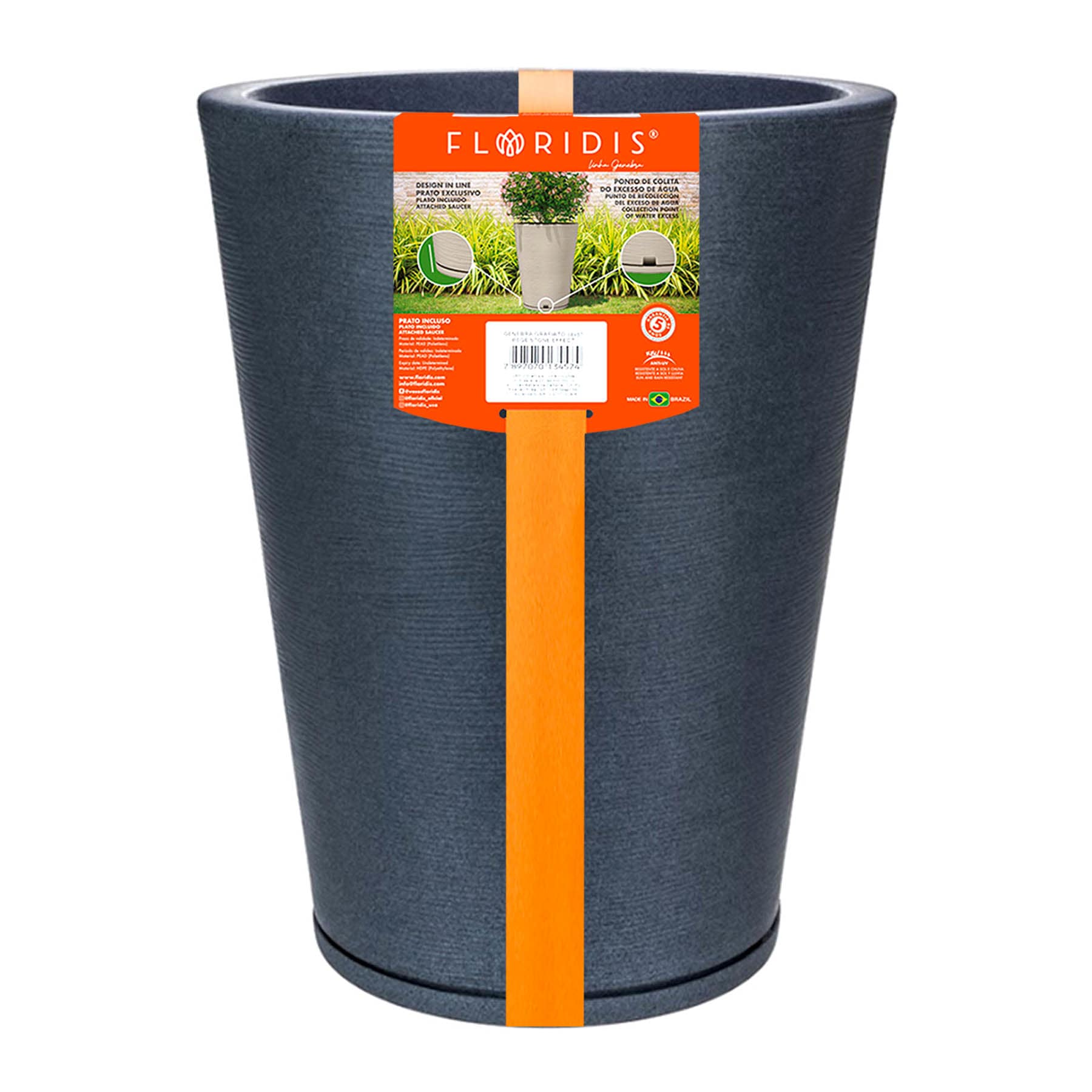 Dark Grey Genebra Outdoor Planter, Medium