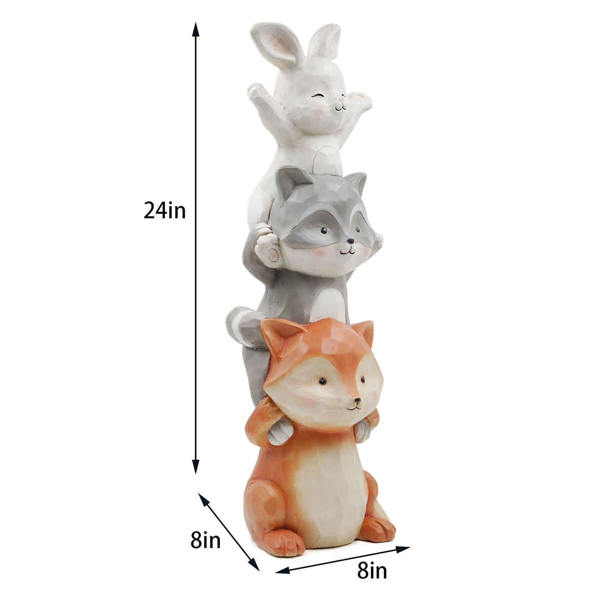 Stacked Campfire Animals Outdoor Garden Statue, 24"