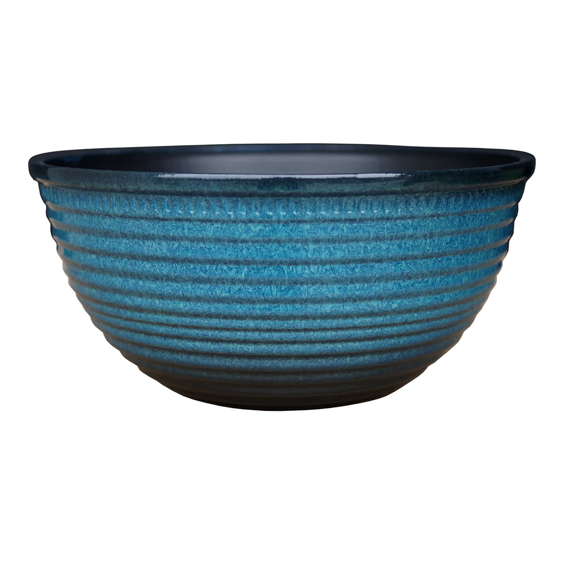 Blue Ribbed Bowl Outdoor Planter, 4.5"