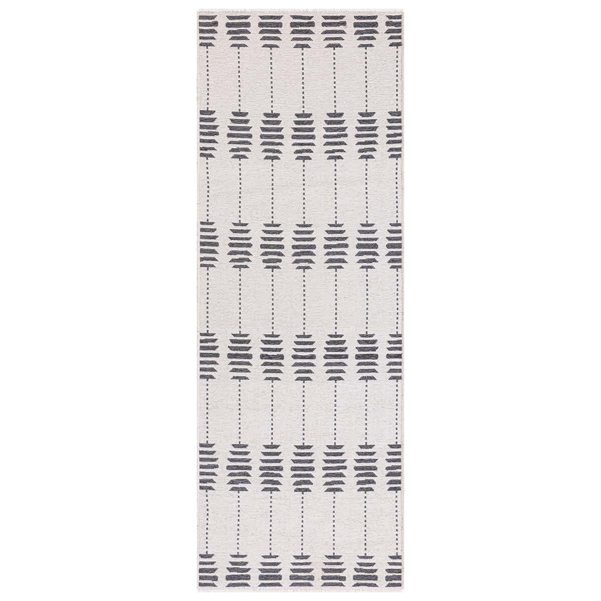 (D613) Tracey Boyd Palermo Grey & White Washable Runner, 3x8