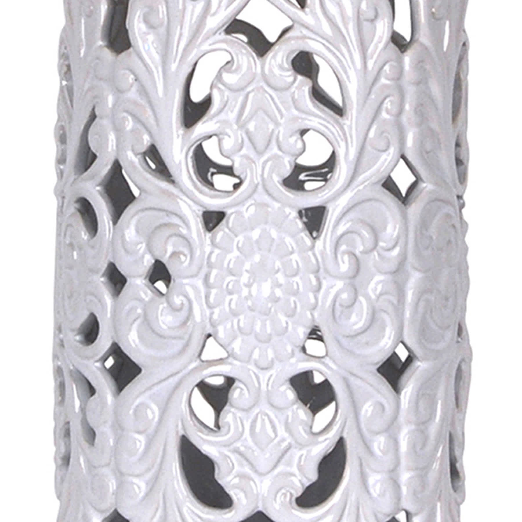 White Ceramic Cutout Small Lamp Base, 19"