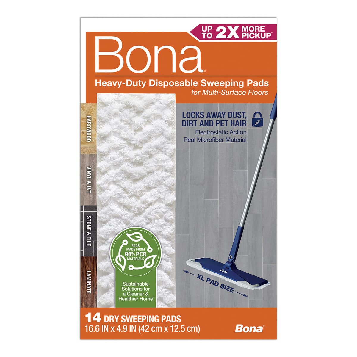 Bona 14-Count Heavy-Duty Disposable Dry Sweeping Pads