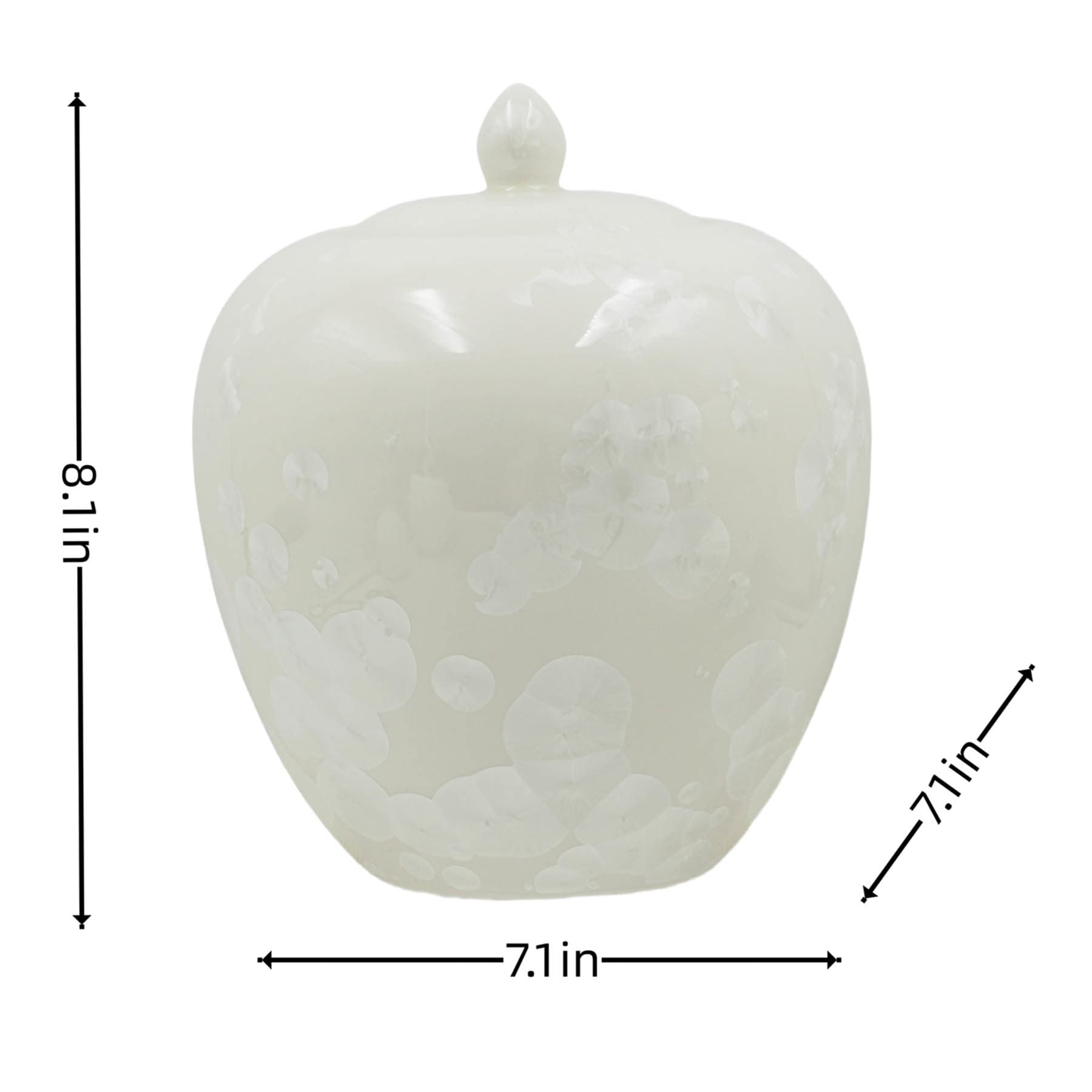 White Iridescent Patterned Porcelain Jar, 8"
