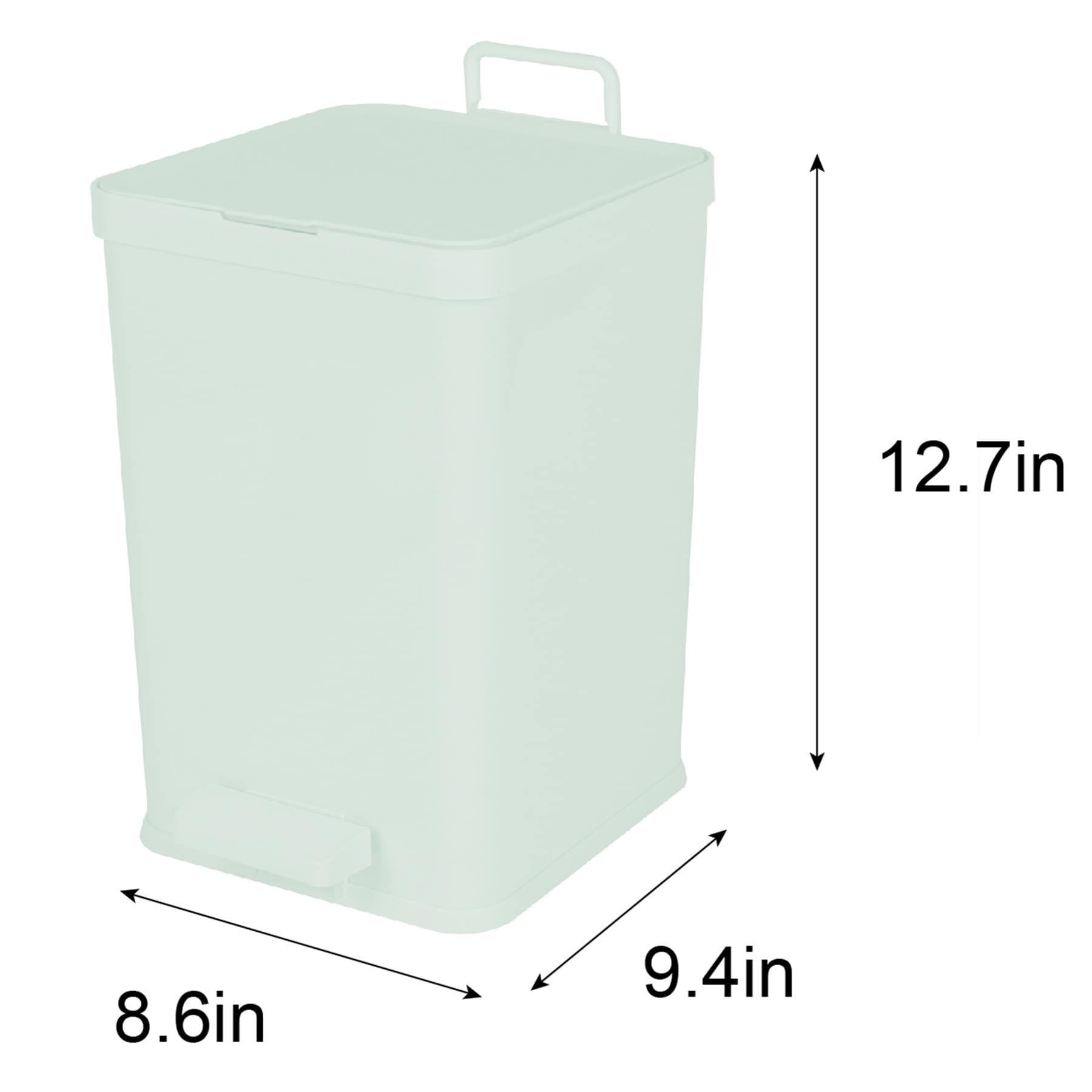 Grey & Mint Plastic Step Trash Can, 8.5l