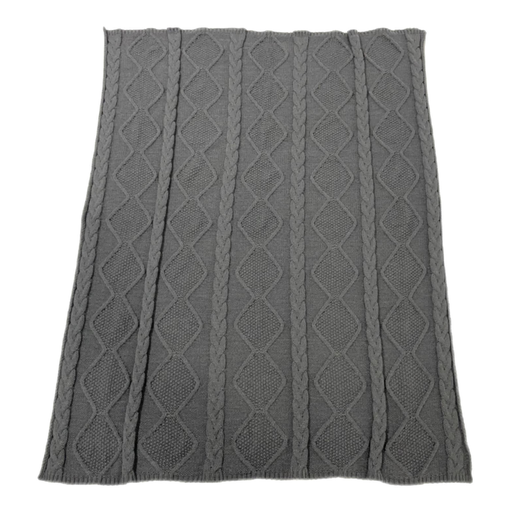 Honeybloom Dark Grey Cable Knit Throw Blanket, 50x60