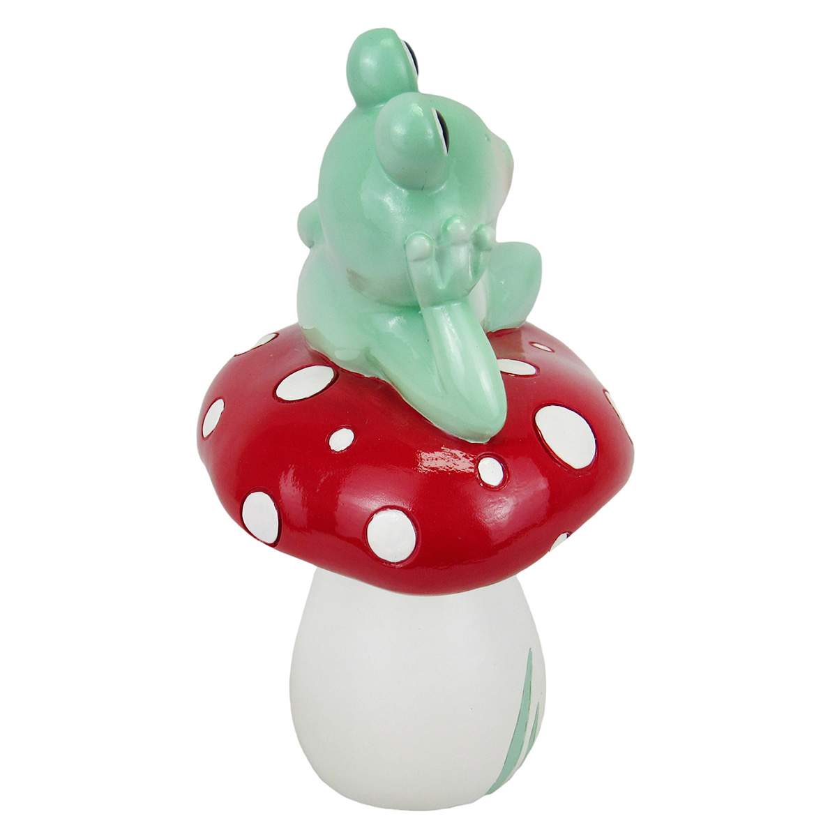 Sunny Club Frog On Mushroom Outdoor Garden Statue, 8"