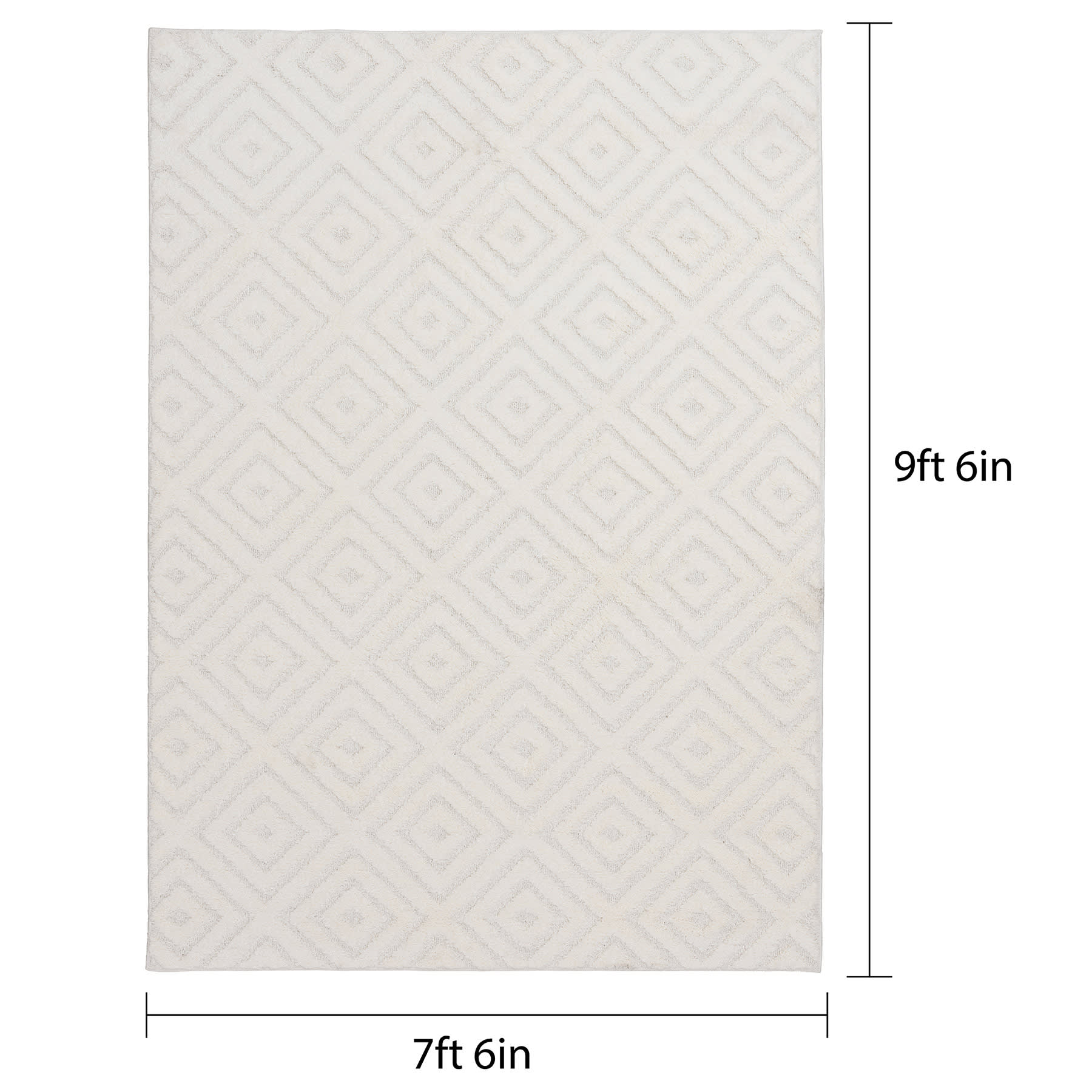 (D456) Ronin Ivory Tufted Non-Slip Area Rug, 8x10