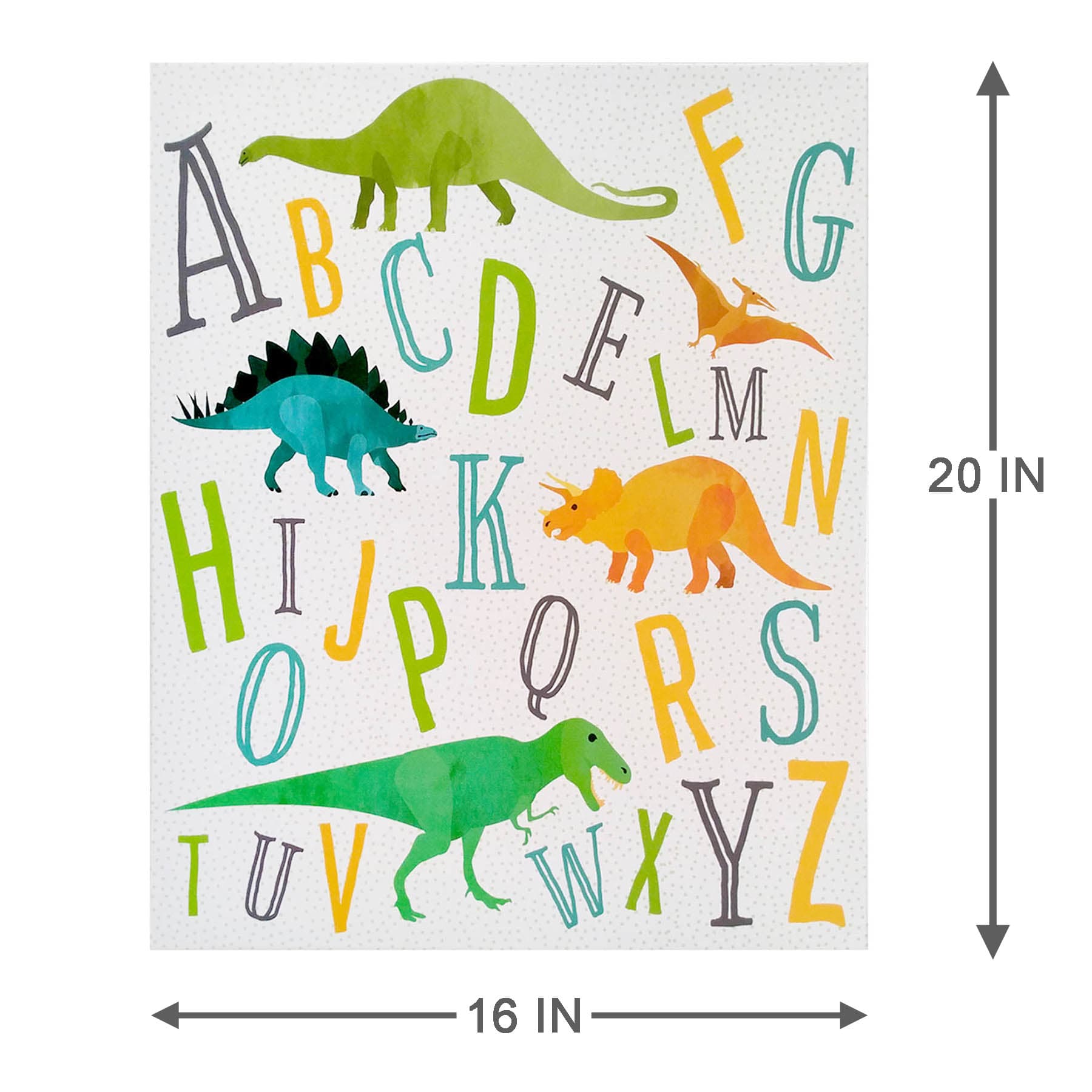 Dinosaur Alphabet Canvas Wall Art, 16x20