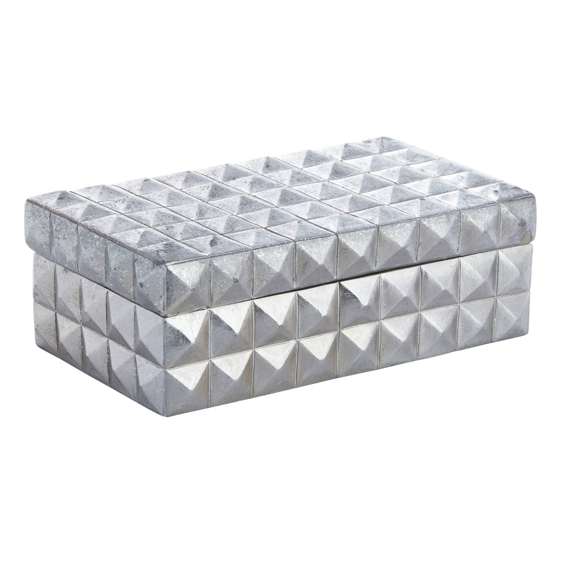 Silver Foiled Spiked Decorative Box, 7x3