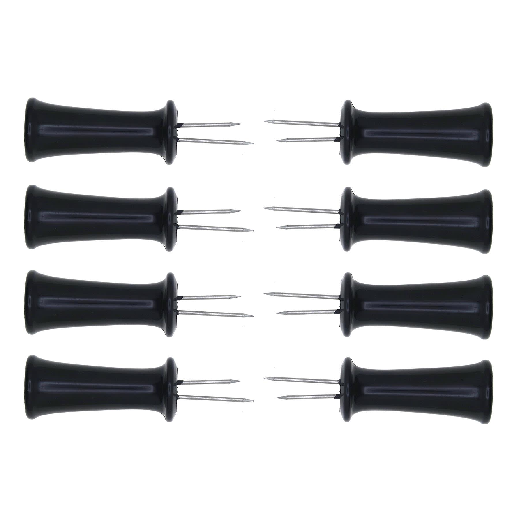 Set of 4 Corn Holders with Black Handles