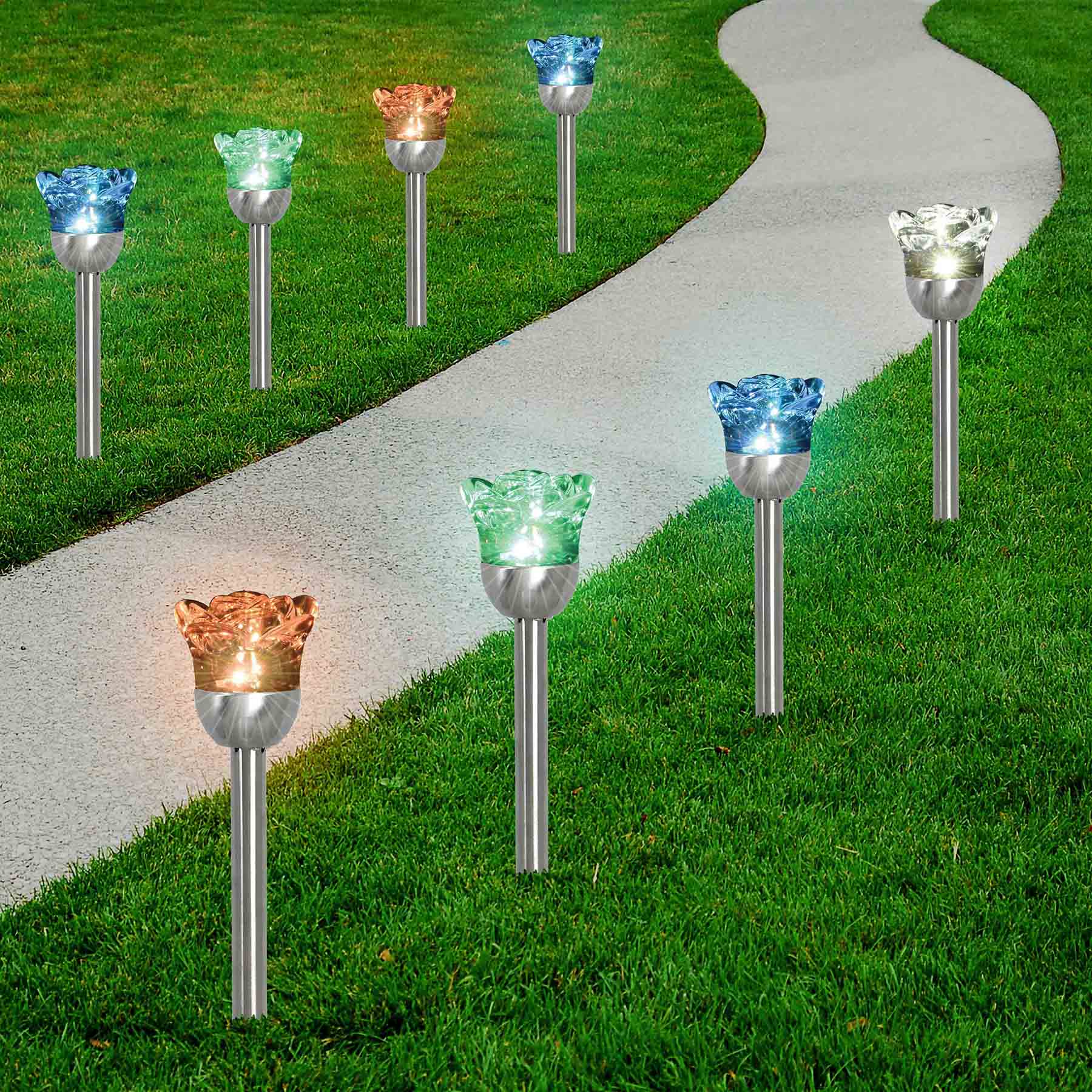 Solar Color Changing Rose Pathway Light
