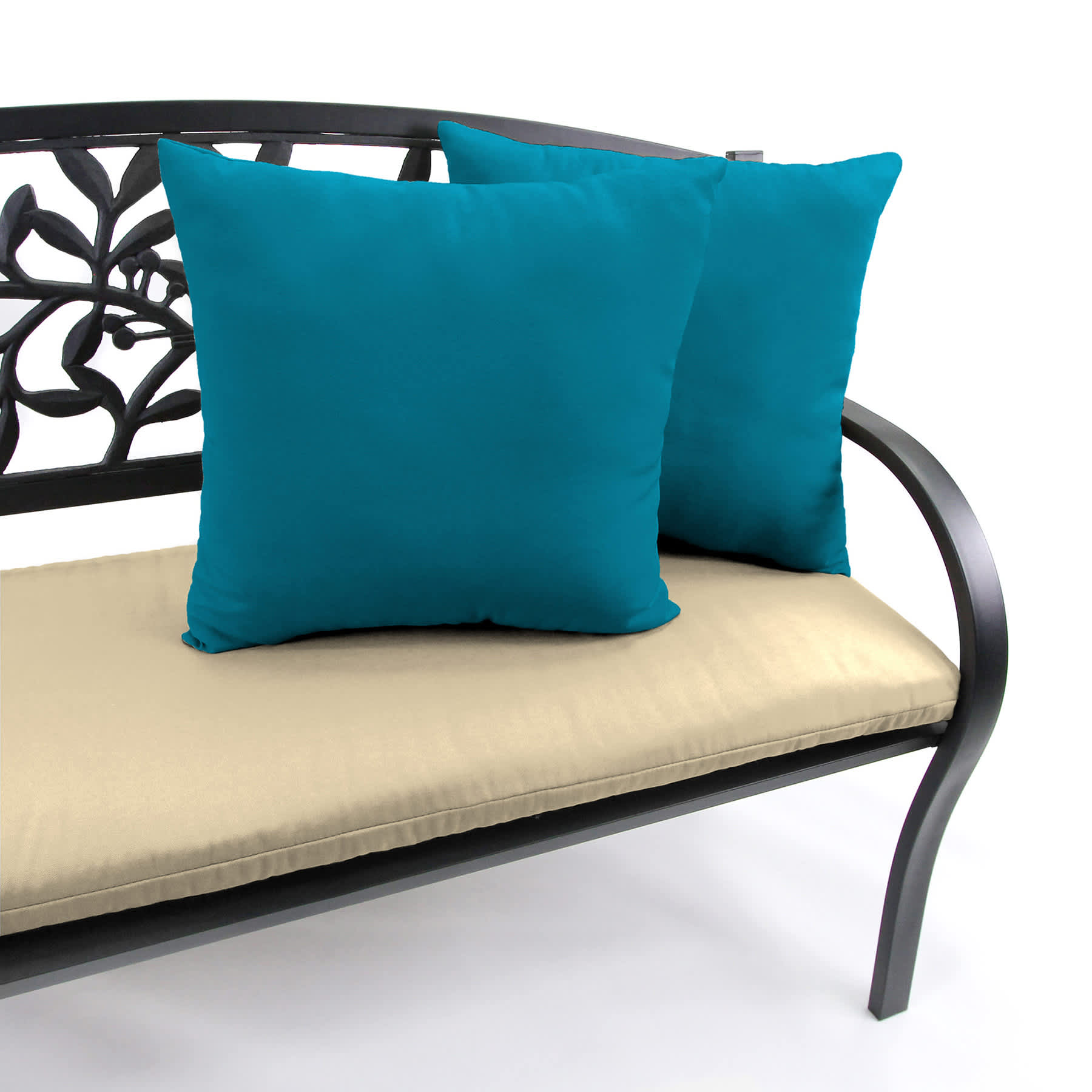 Turquoise Canvas Square Outdoor Throw Pillow, 16"