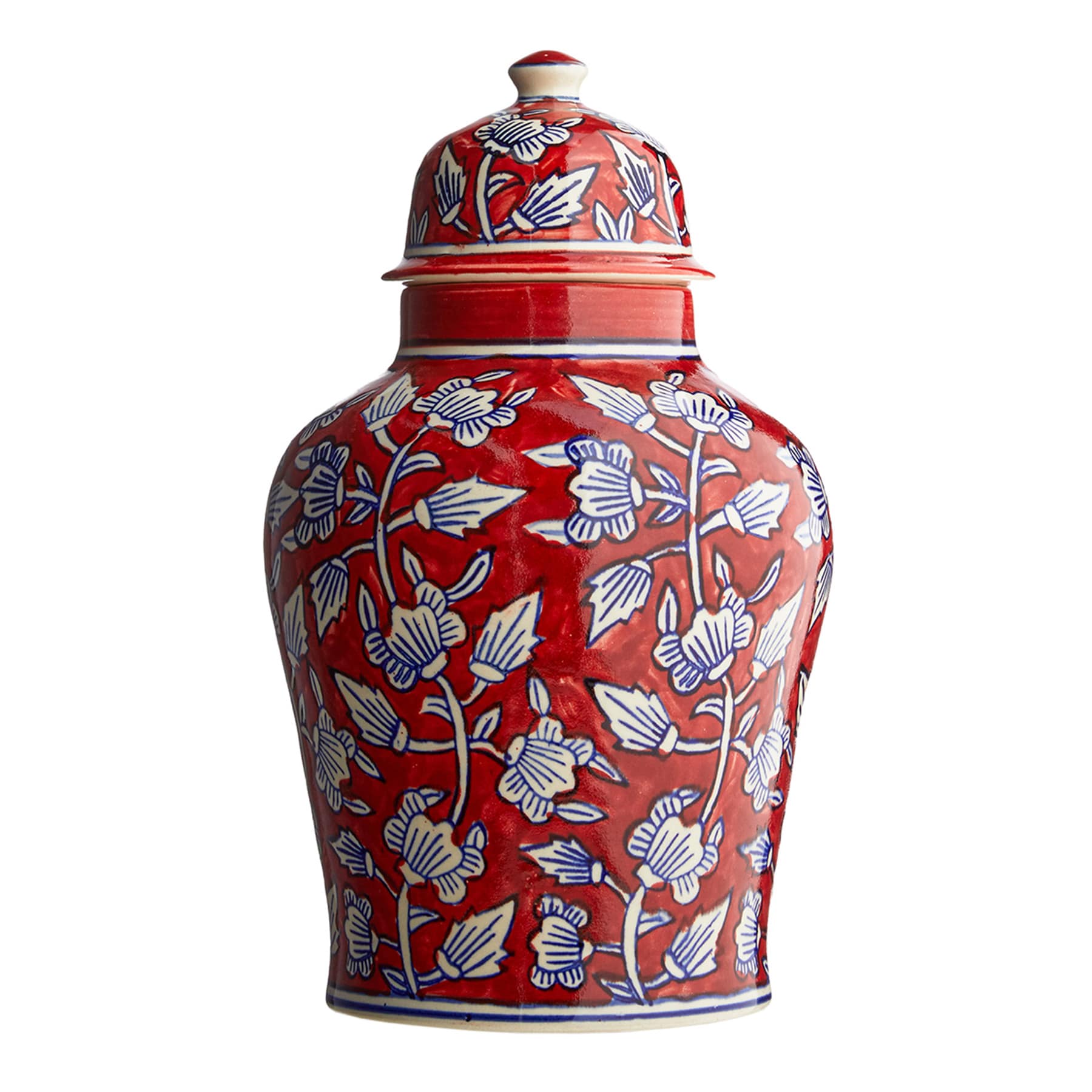13In Red Ceramic Ginger Vase