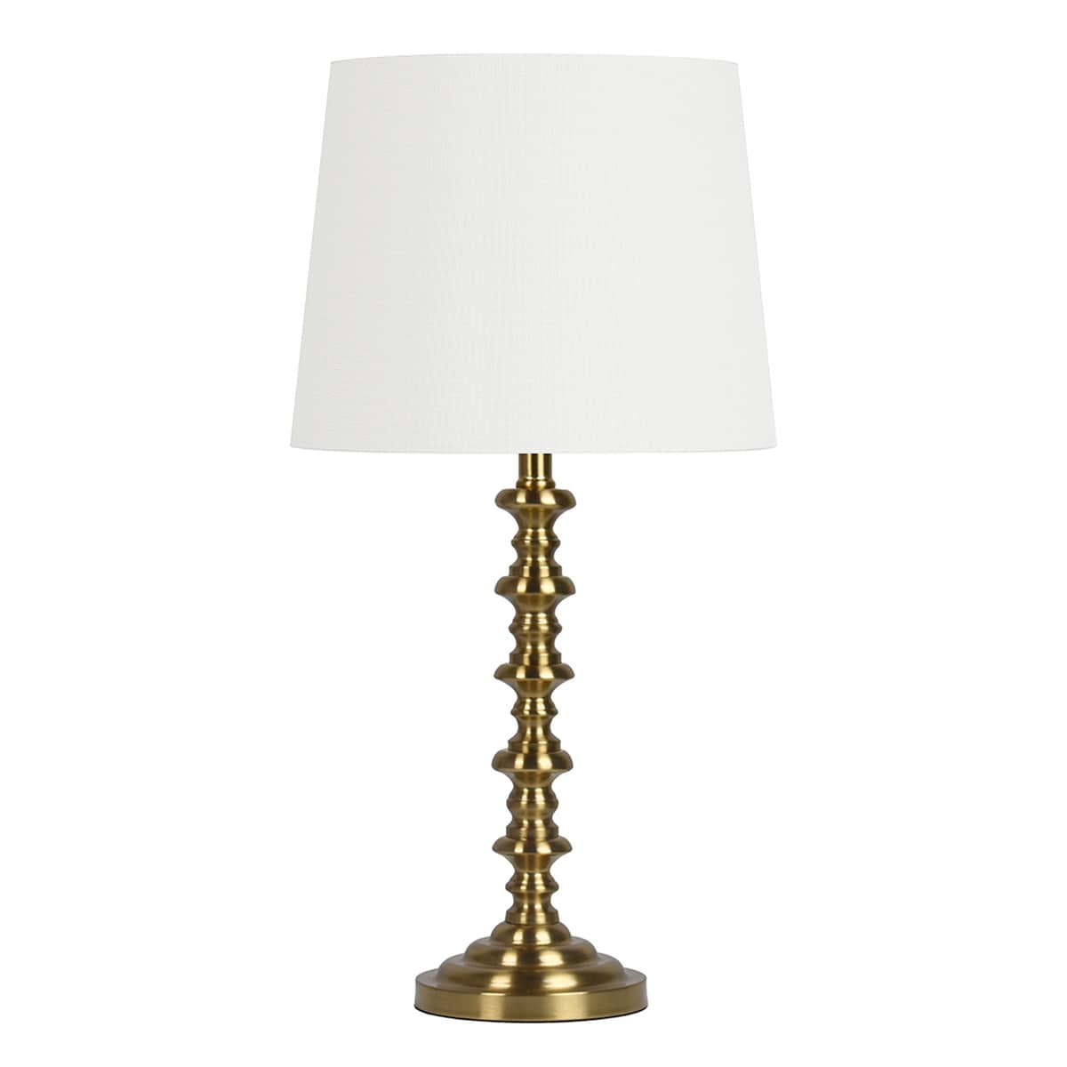 Brass Metal Turned Small Lamp with Shade, 21"