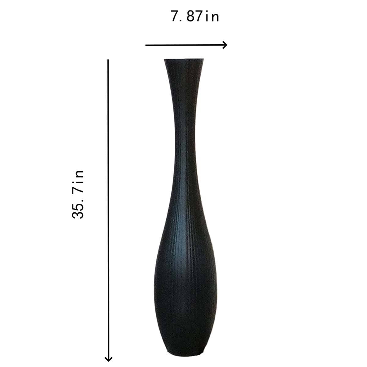 Carved Black Hourglass Oversized Vase, 36"