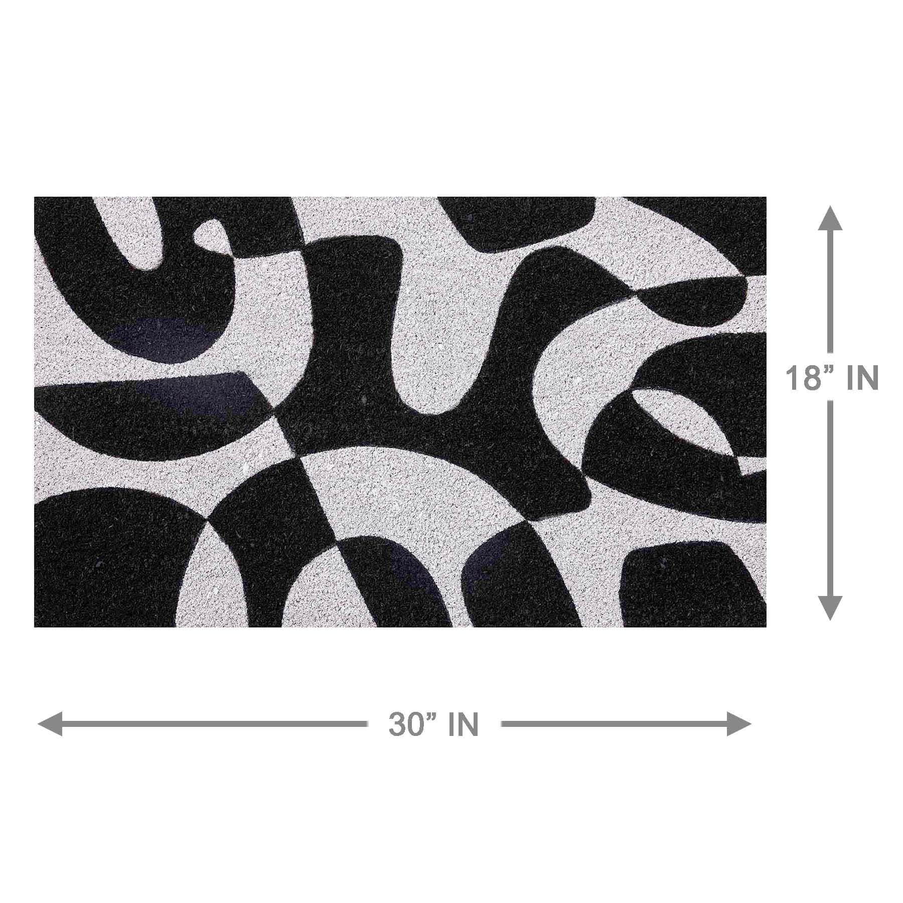 Black & White Abstract Coir Mat, 18x30