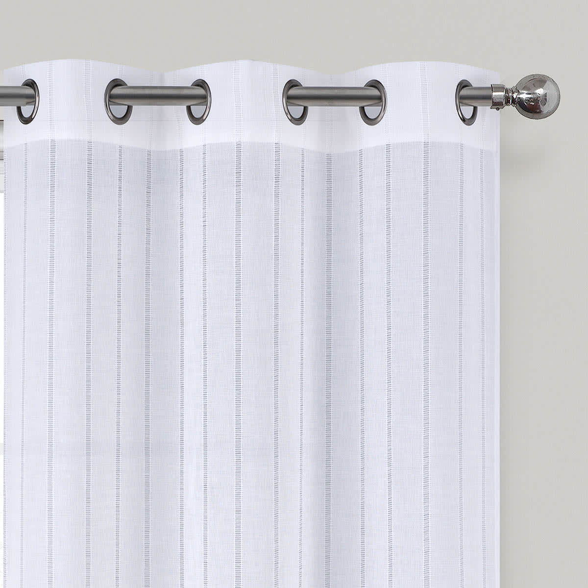 White Hemstitch Sheer Grommet Single Curtain Panel, 84"