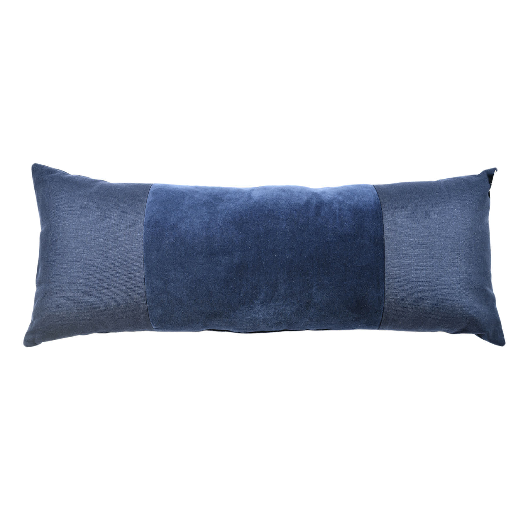 Crosby St. Navy Cotton Slub & Velvet Throw Pillow, 14x36