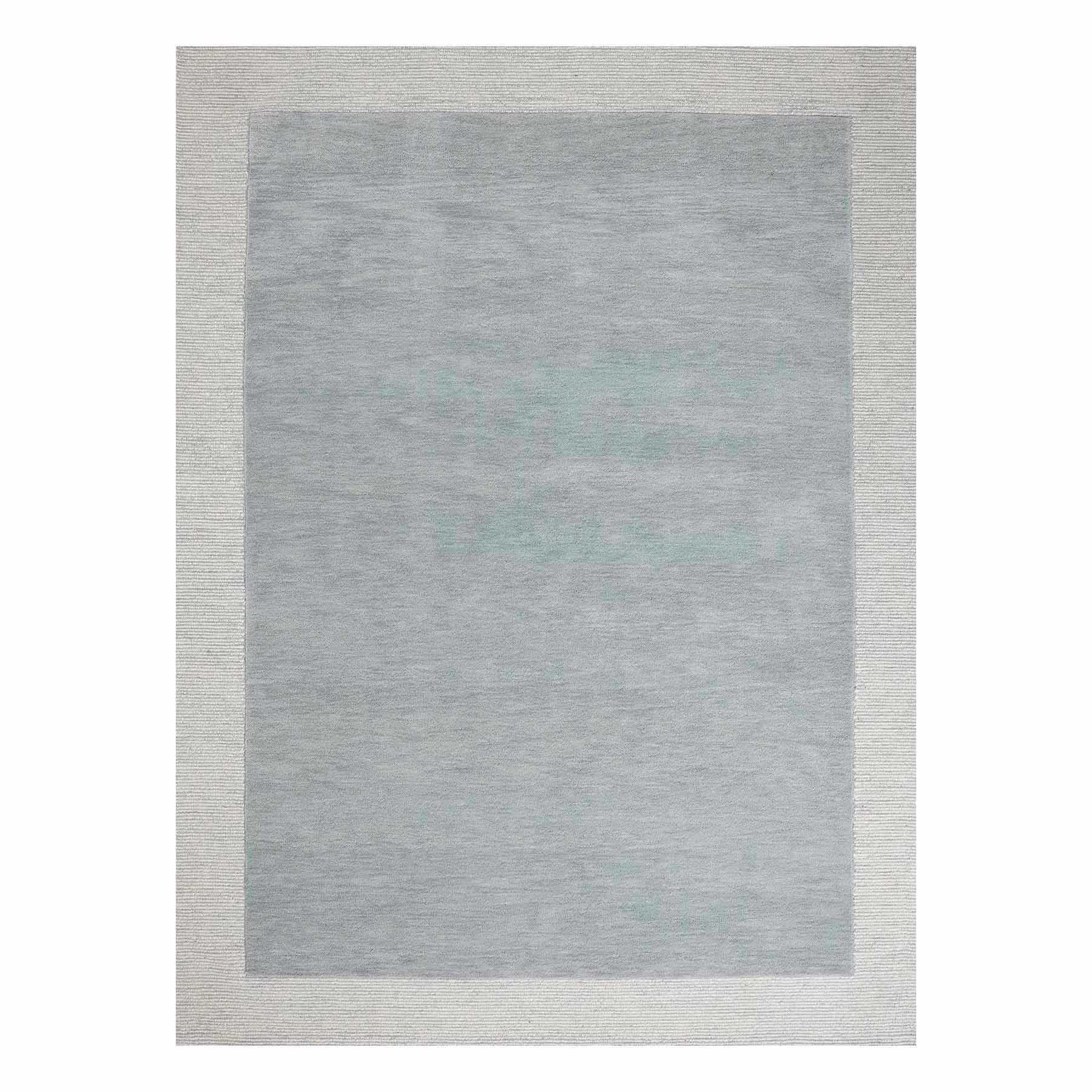 (A529) Linwood Blue Tufted Area Rug with Border, 5x7