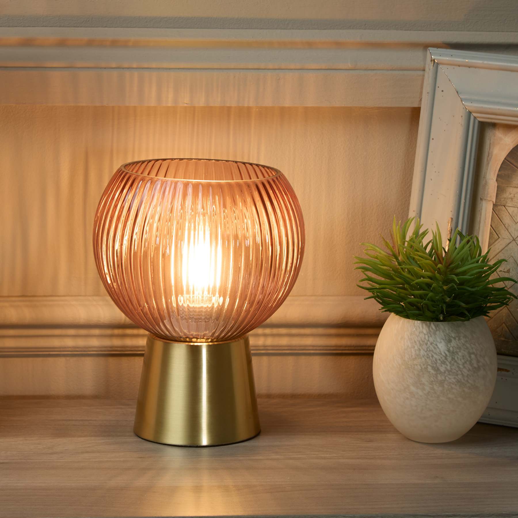Pink Ribbed Uplight, 7.7"
