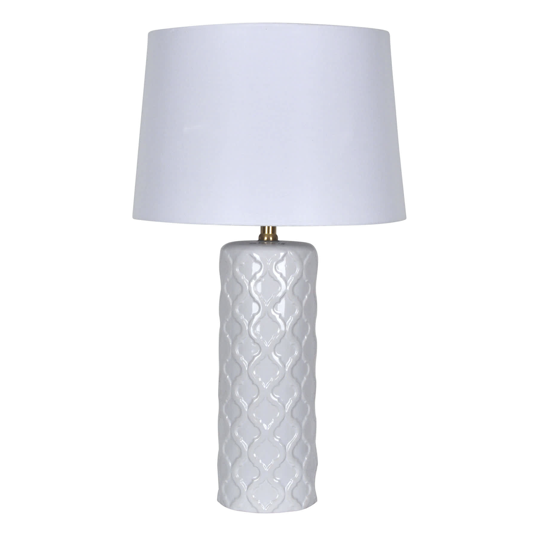 Providence White Ceramic Chevron Textured Medium Table Lamp with Shade, 26"
