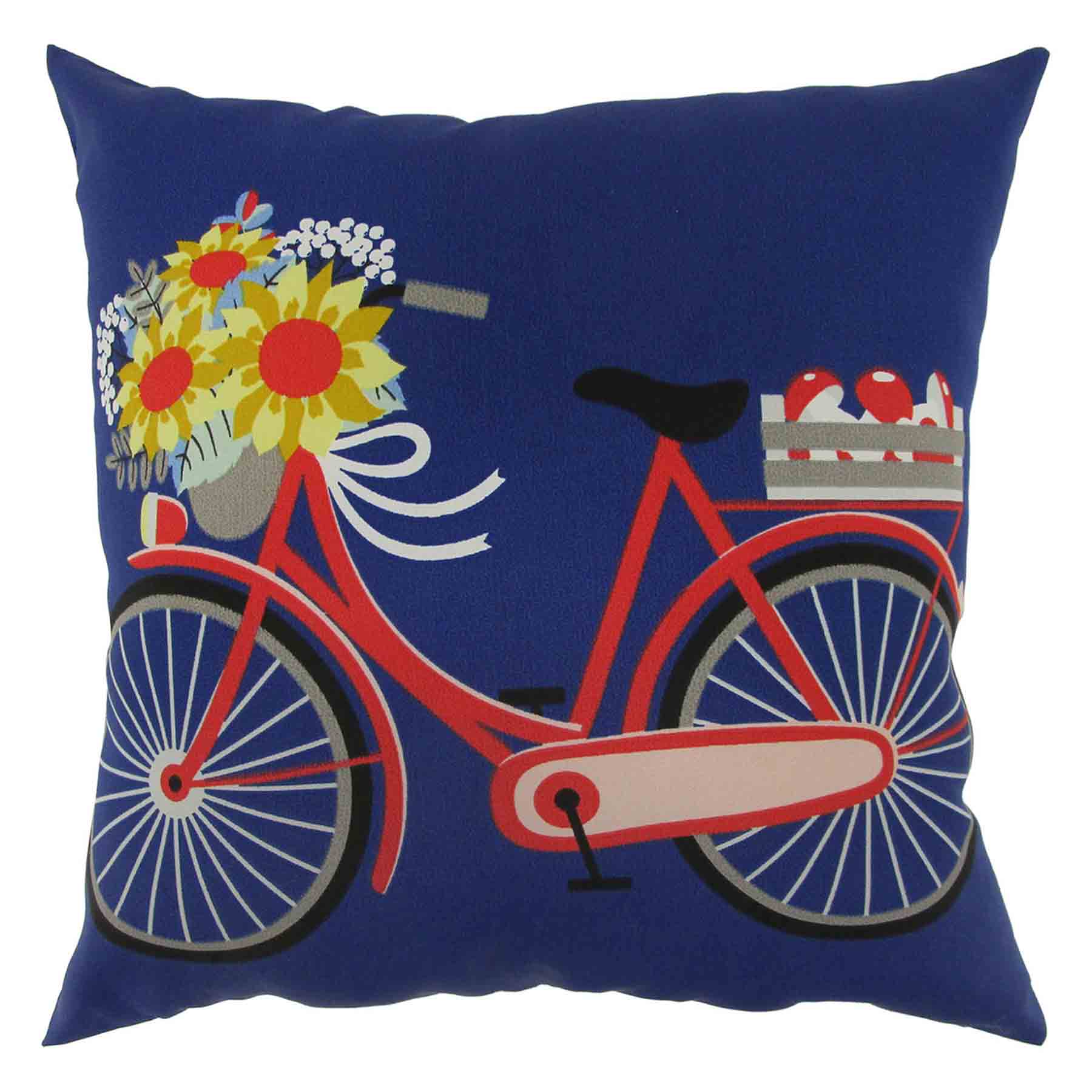 Sunny Club Mushroom Bike Outdoor Throw Pillow, 16"