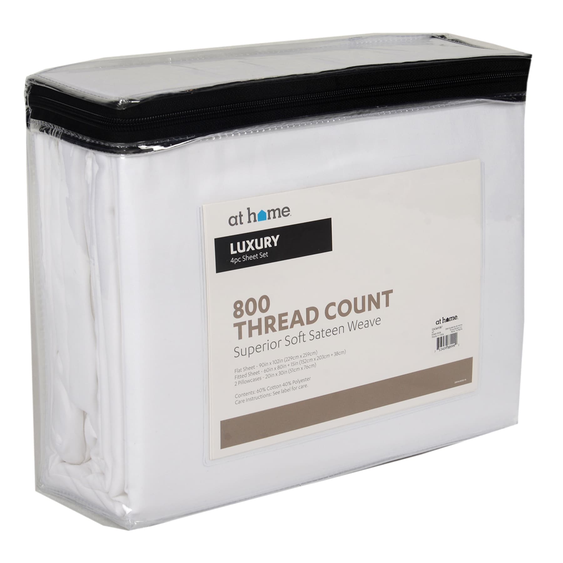 4-Piece White 800 Thread Count Luxury Sheet Set, Queen