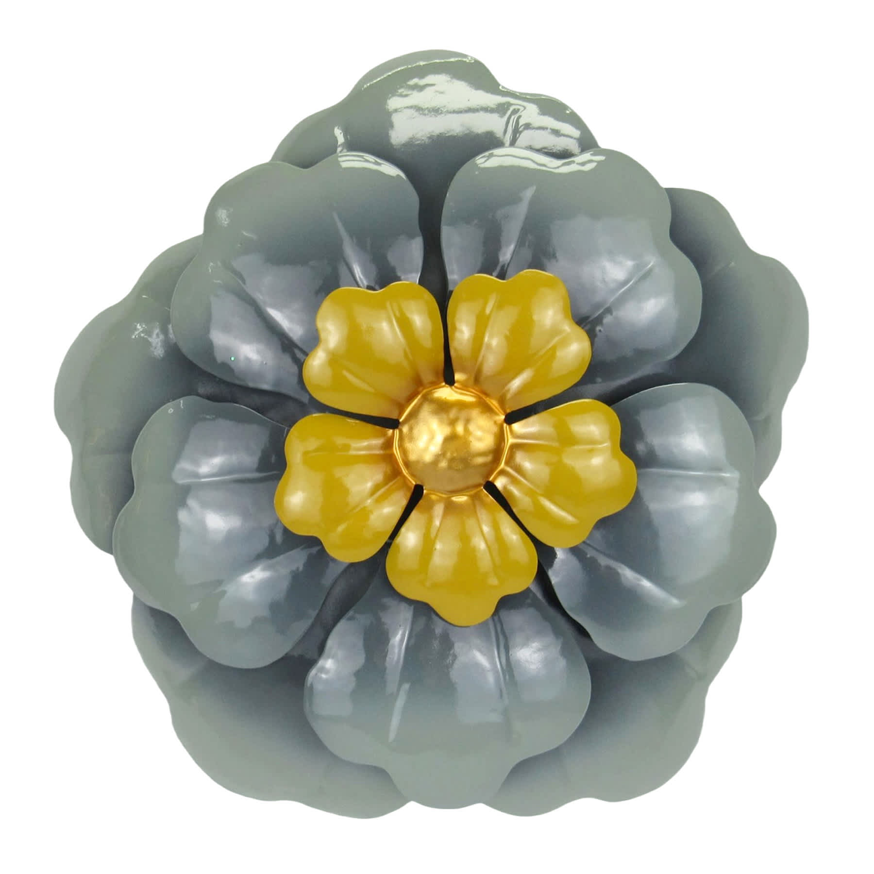 Honeybloom Blue Metal Flower Outdoor Wall Decor, 12"