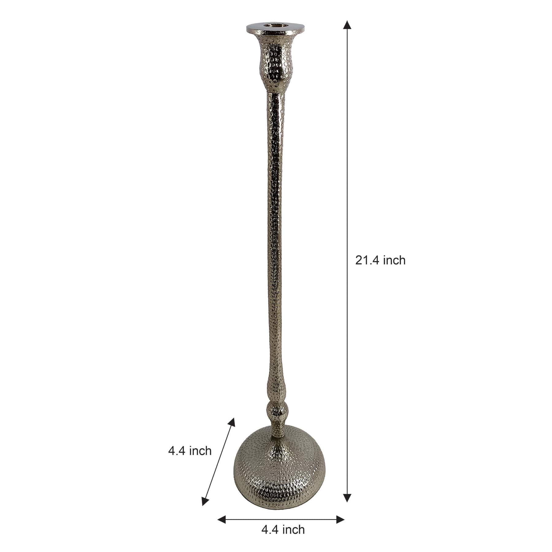 Silver Cast Taper Candle Holder, 21"