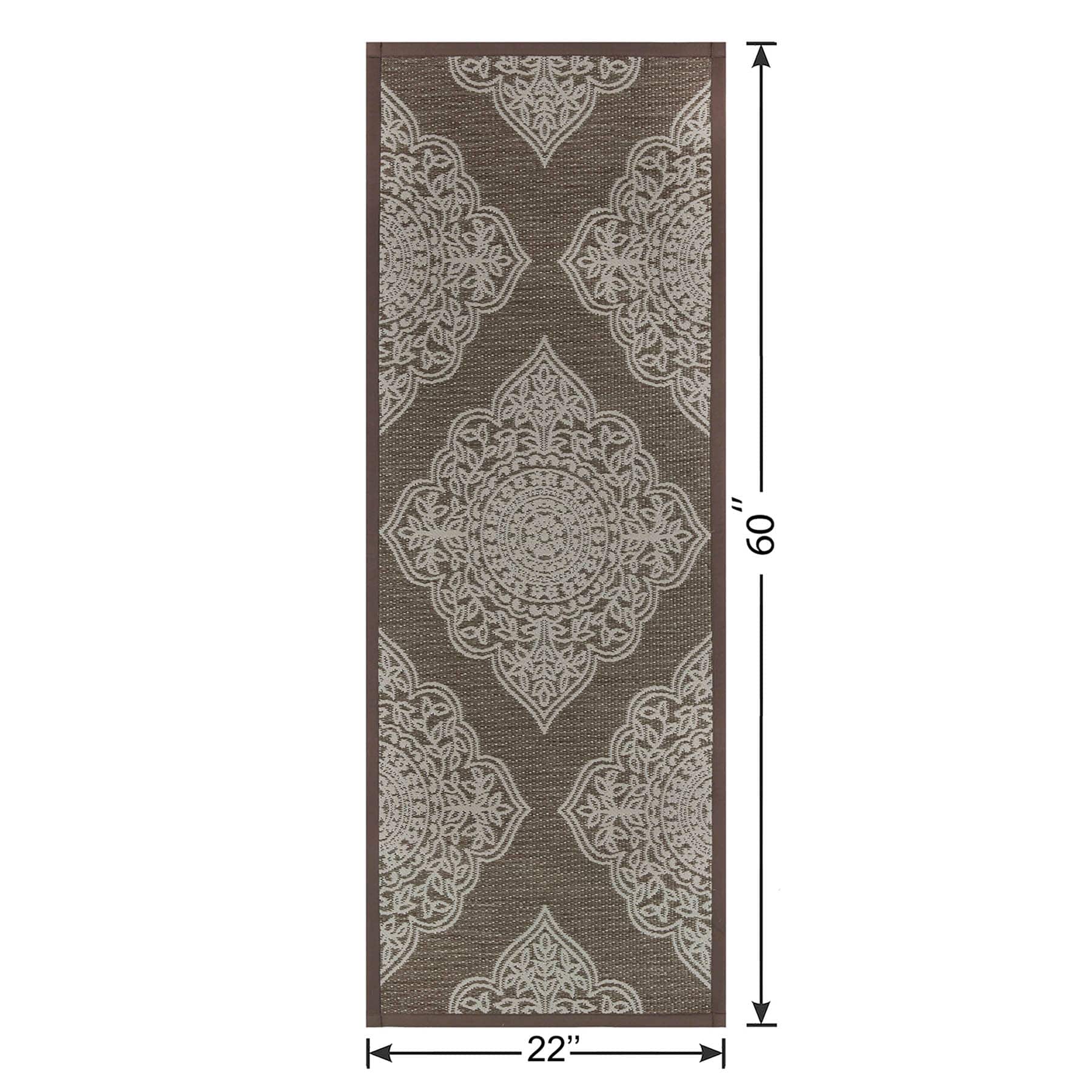 Medallion Taupe Puffback Washable Kitchen Mat 22X60