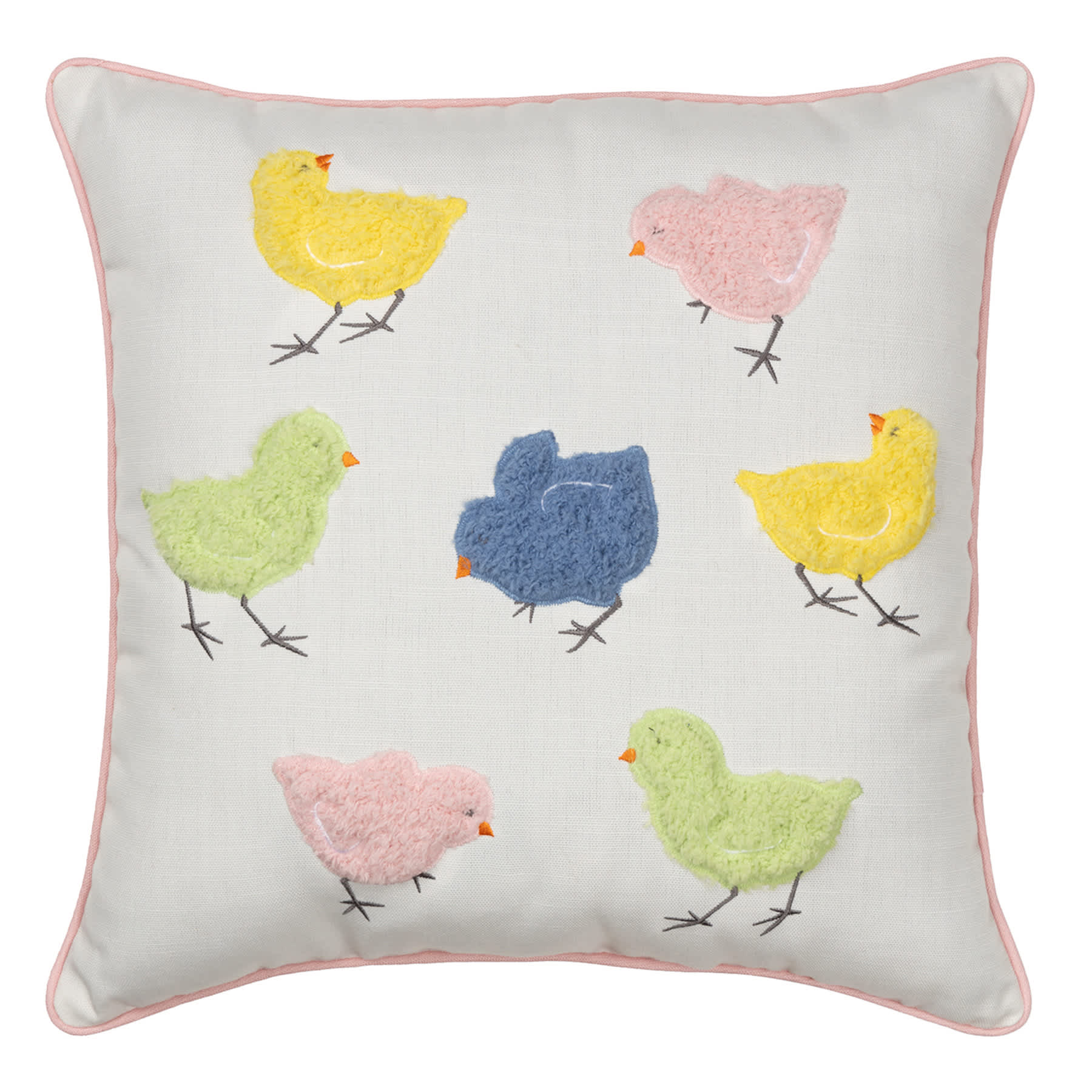 Homespun Easter Multicolor Chicks Throw Pillow, 18"