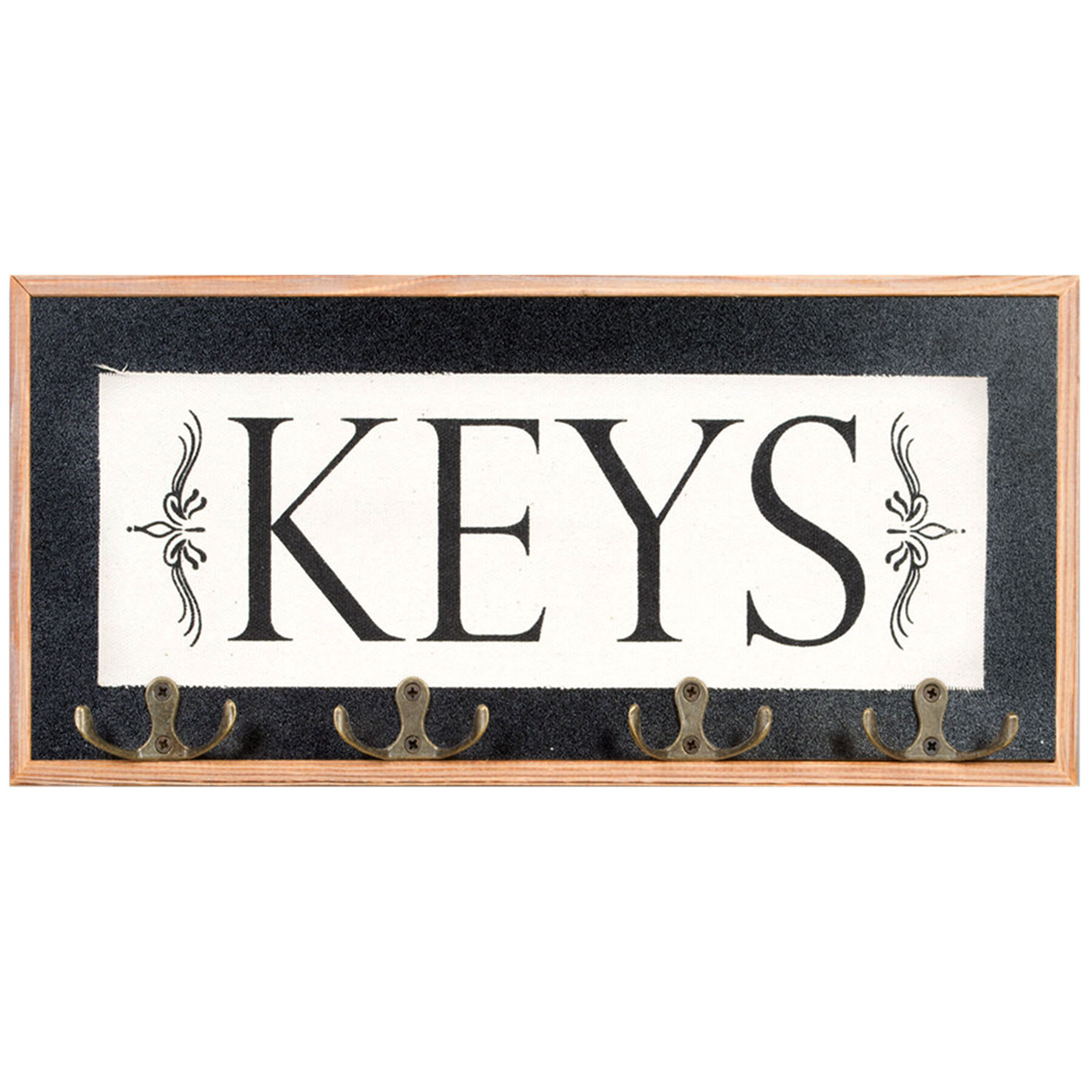 4-Hook Wood & Metal Key Rack, 15x7