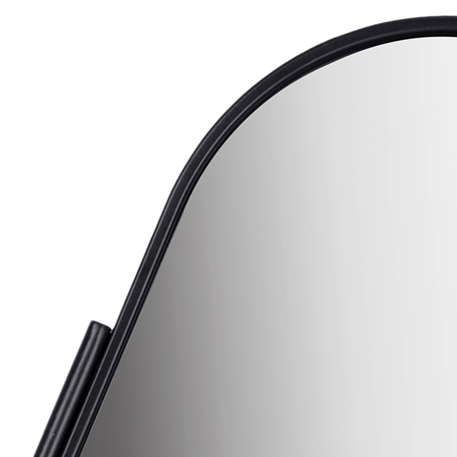 Oval Black Metal Tabletop Mirror, 11"