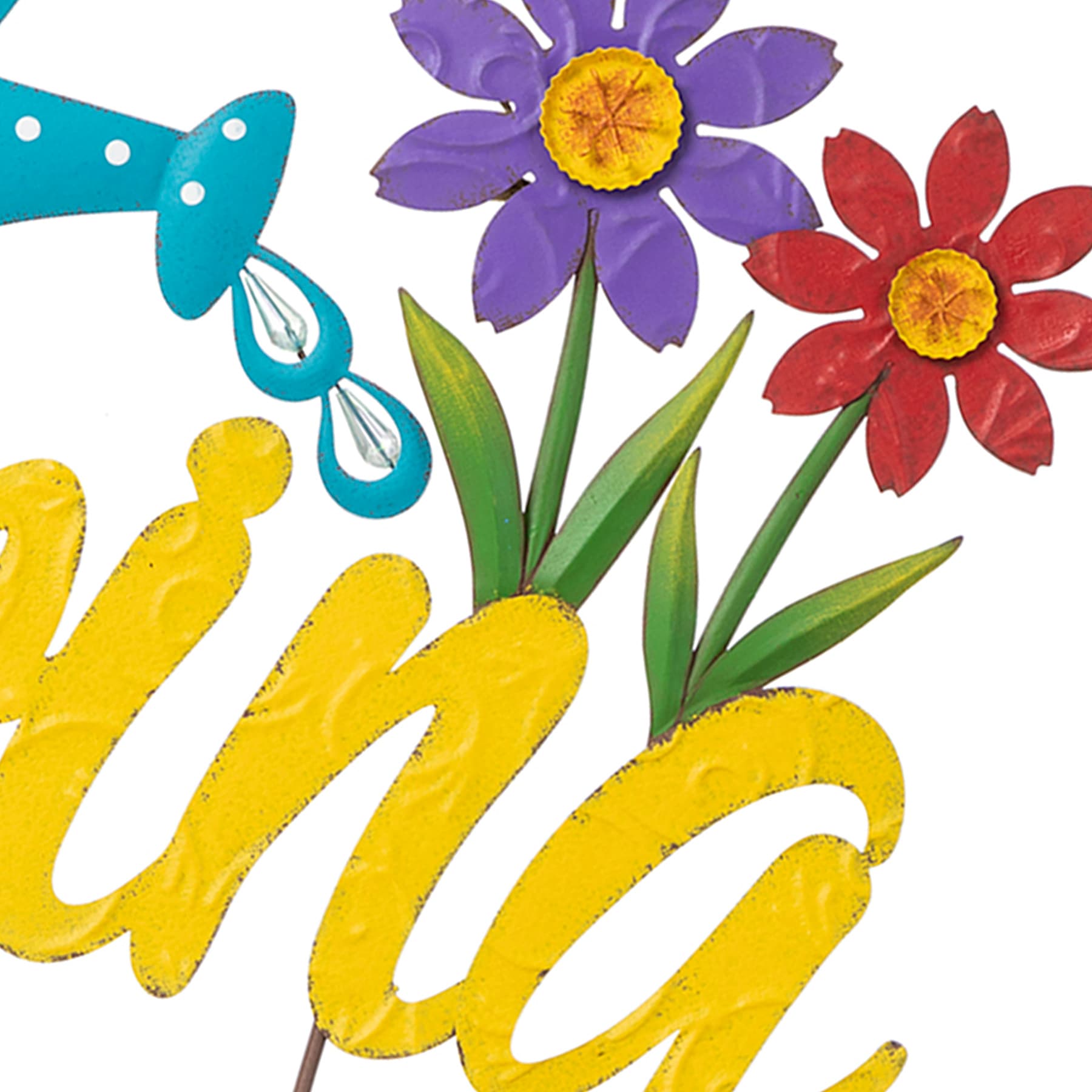 Hello Spring Yellow Metal Yard Stake, 24"