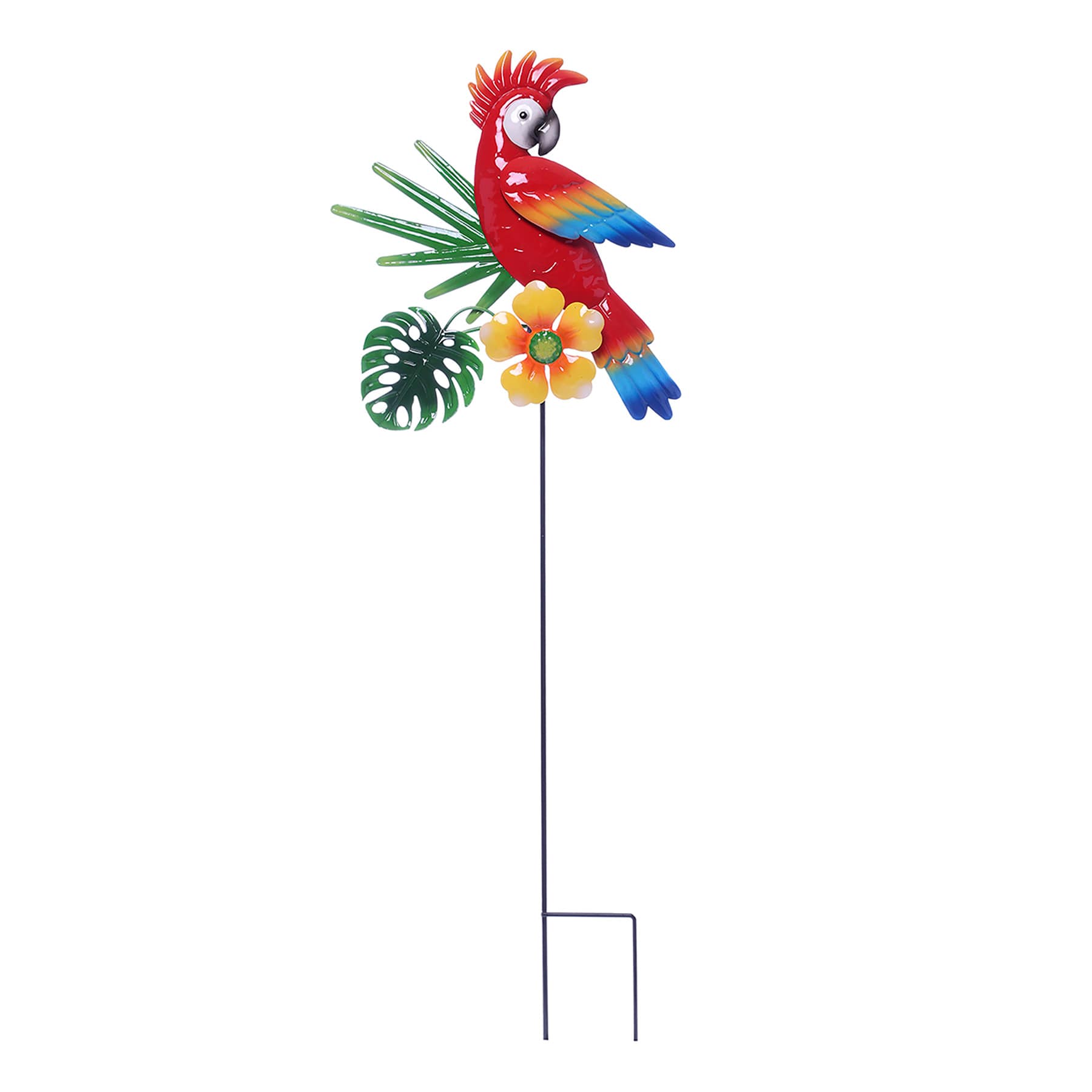 32In Tropical Parrot Metal Stake