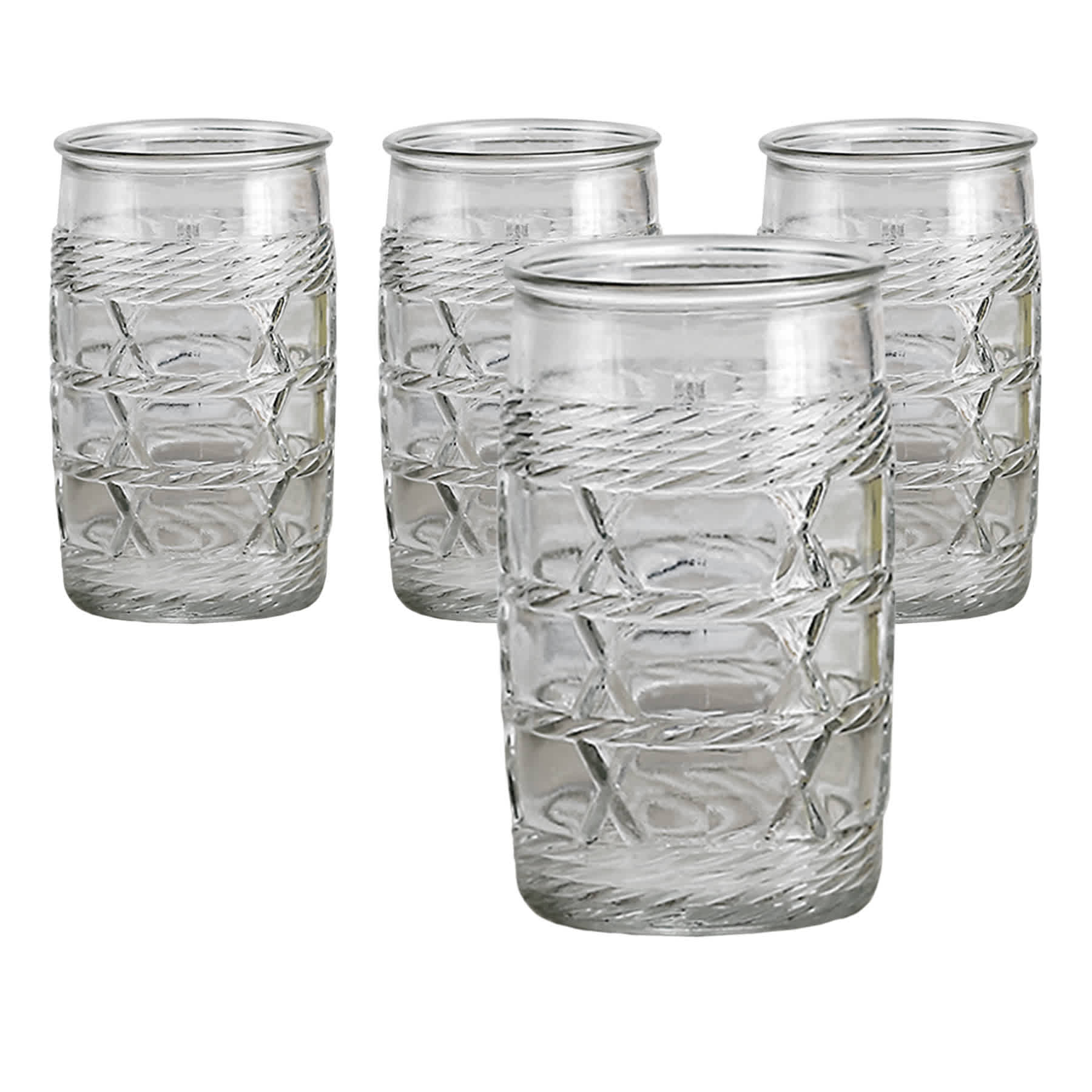 Set of 4 Willow Textured Glass Coolers, 6.5"
