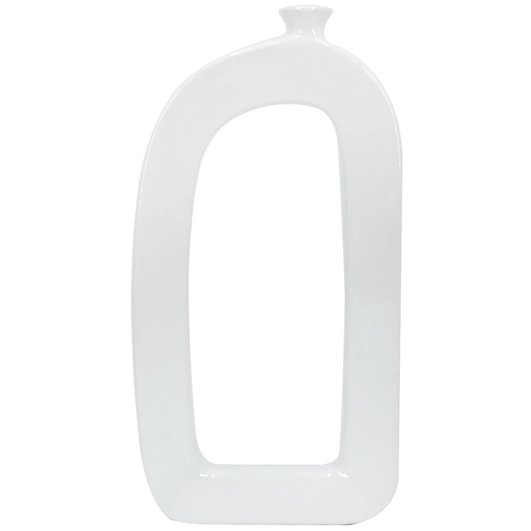 Crosby St. Riley White Ceramic Open Vase, 14"