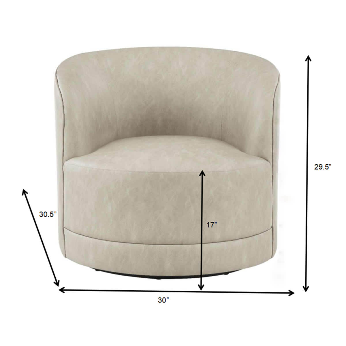 Crosby St. Sawyer Swivel Faux Leather Accent Chair, Grey