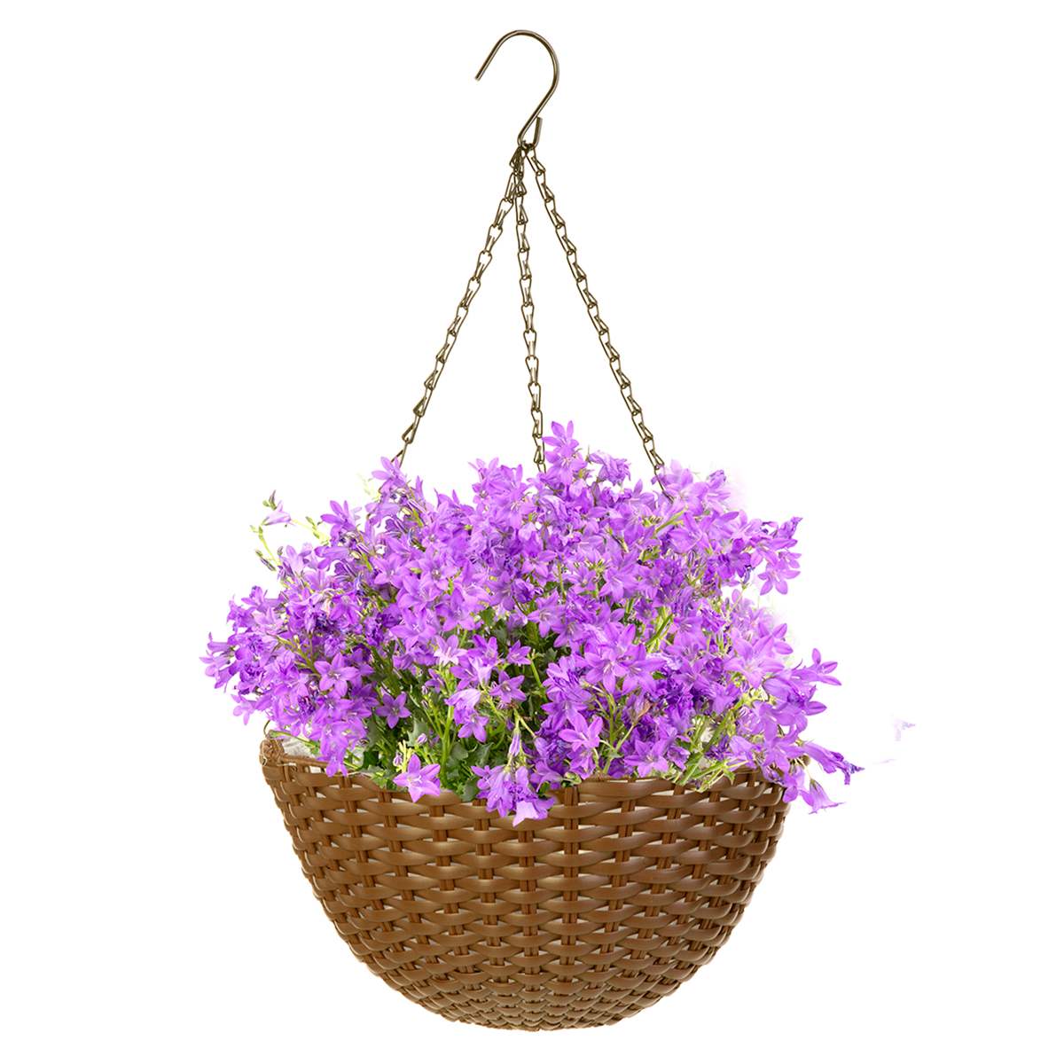 Brown Faux Woven Hanging Basket, Large