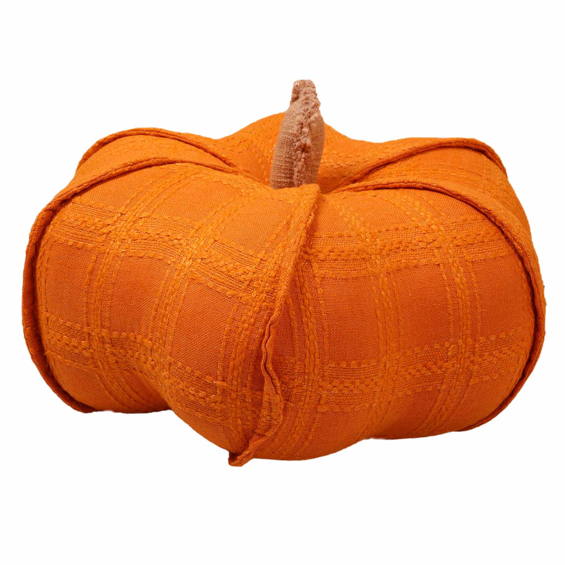 Orange Yarn Dyed Woven Pumpkin Shaped Throw Pillow