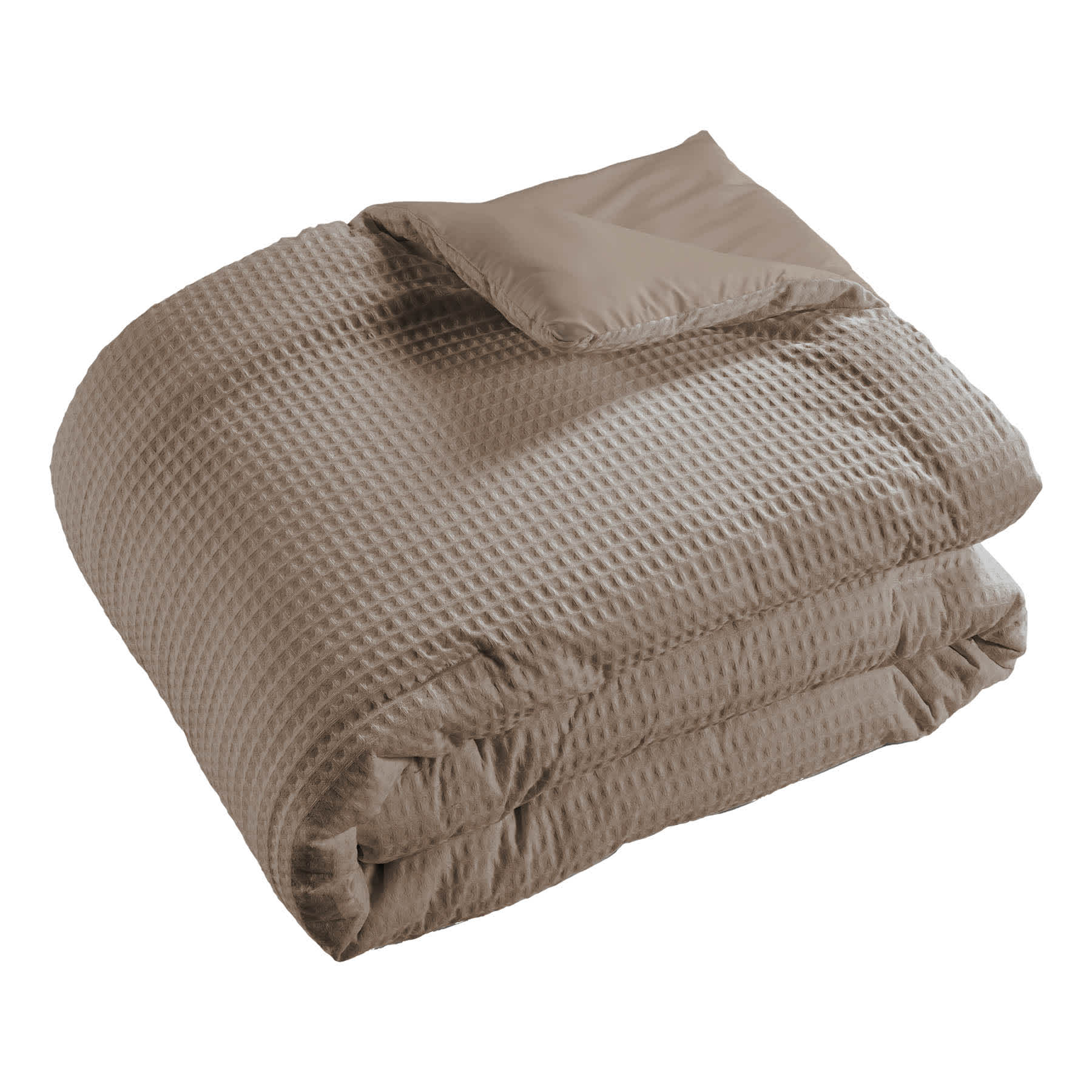 Crosby St. 3-Piece Taupe Washed Cotton Waffle Comforter Set, Full/Queen