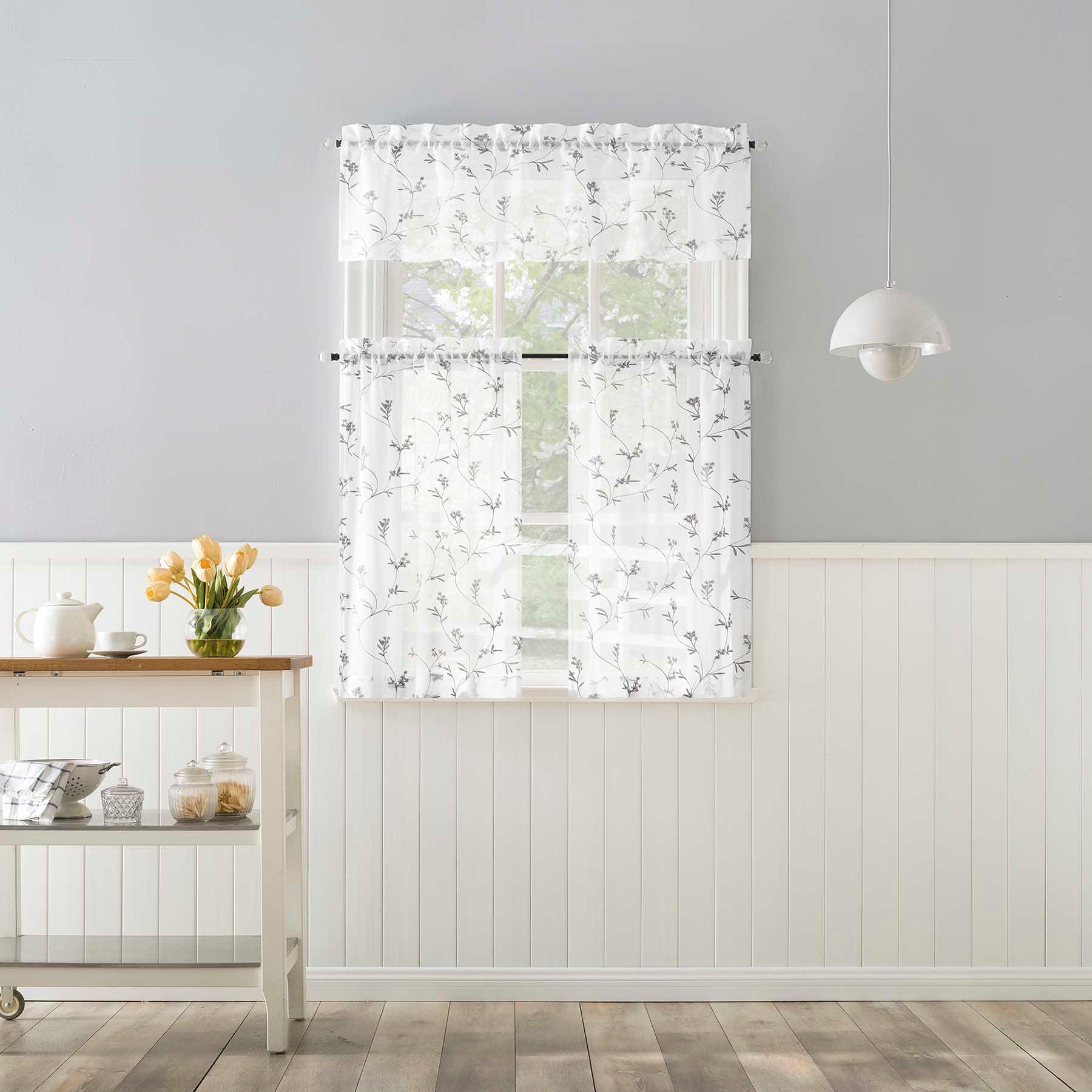 Bethel White & Grey Small Curtain Valance, 54"