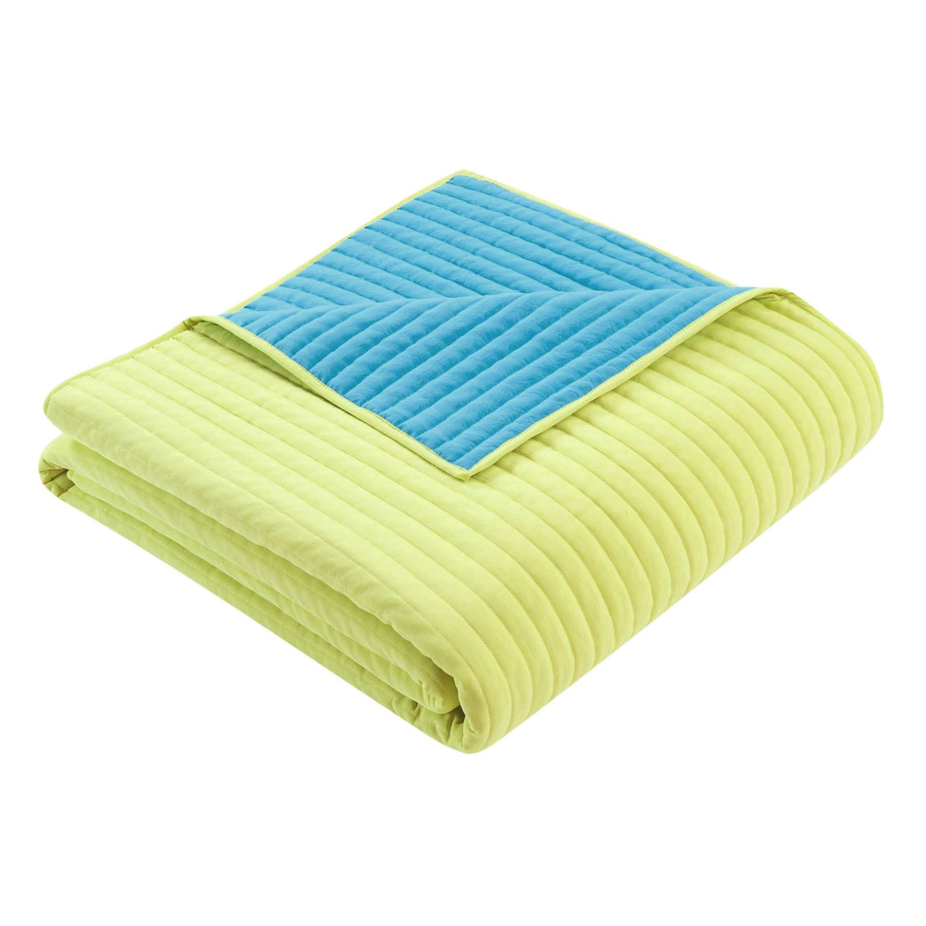 Tiny Dreamers 2-Piece Blue & Green Washed Microfiber Reversible Quilt Set, Twin/Twin XL