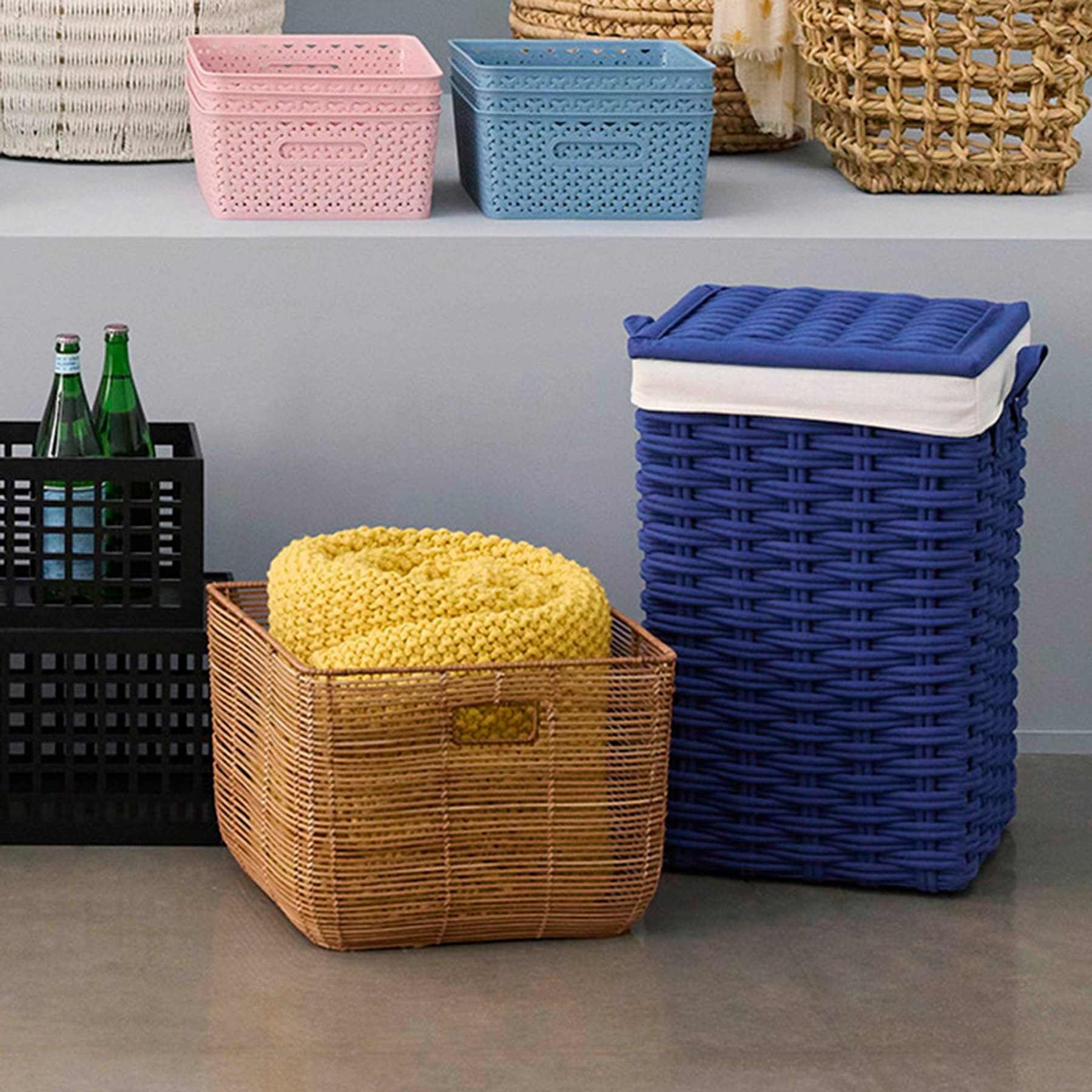 Found & Fable Brown Natural Square Rattan Storage Basket, Large