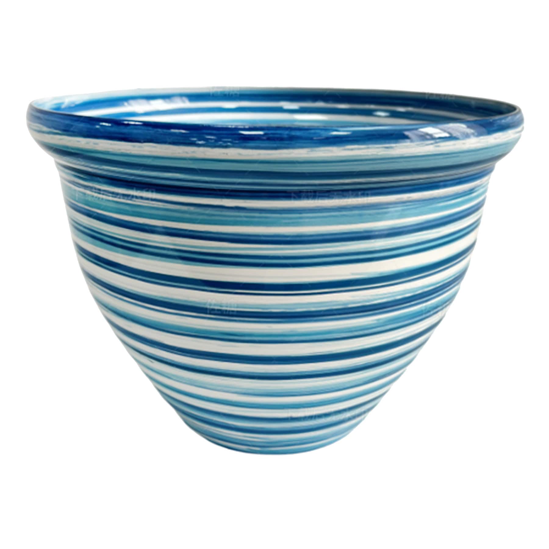 Sunny Club Blue Striped Outdoor Planter, 12"