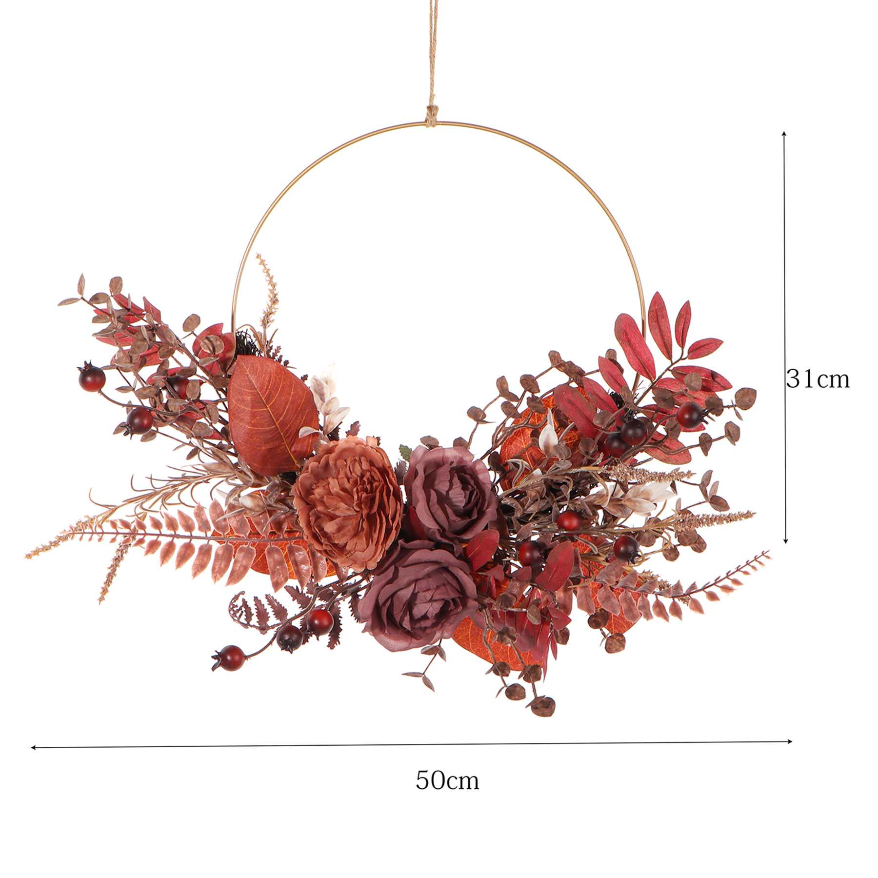 Fall Rose Half Wreath, 20"