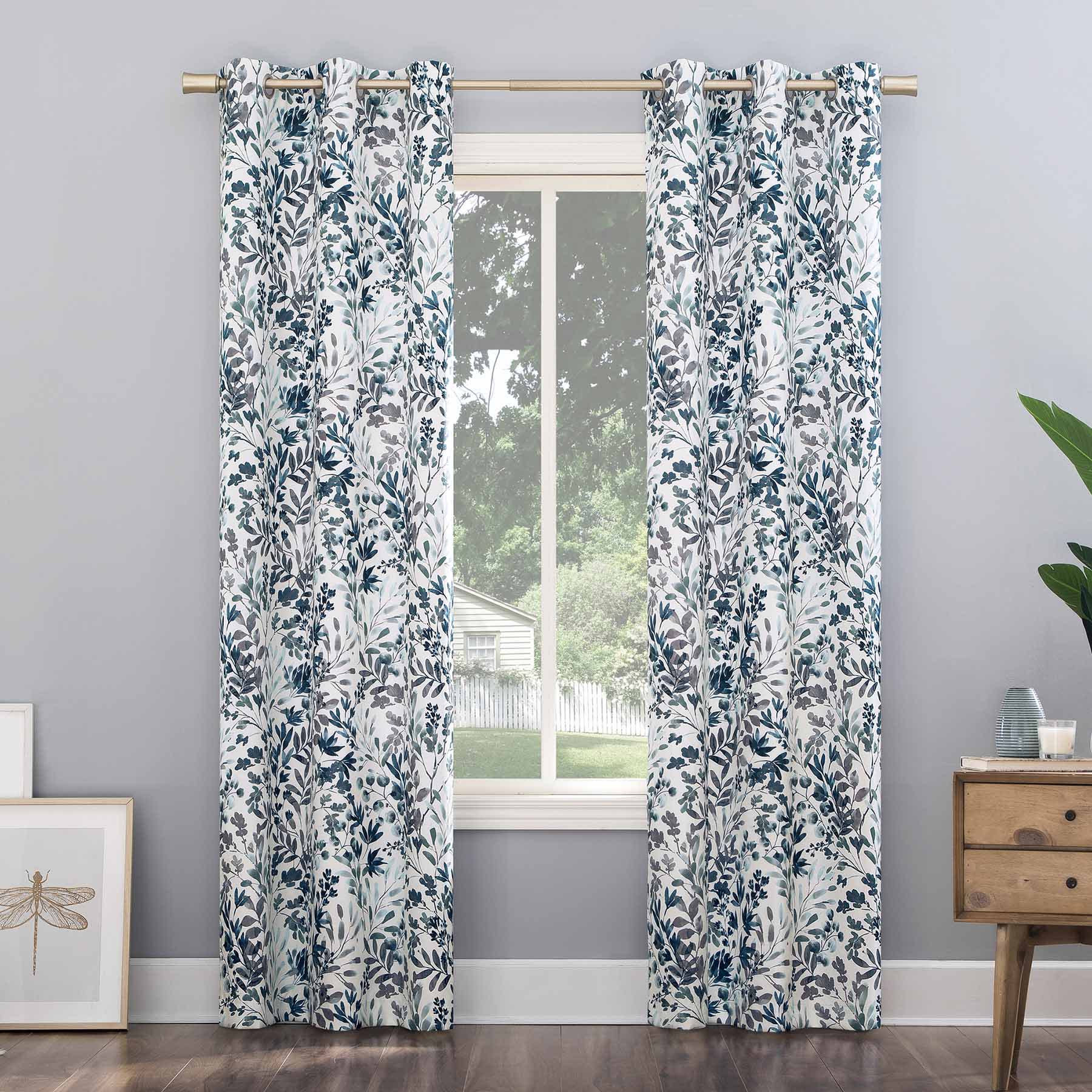Blue Thermal Lined Blackout Grommet Curtain Panel, 84"