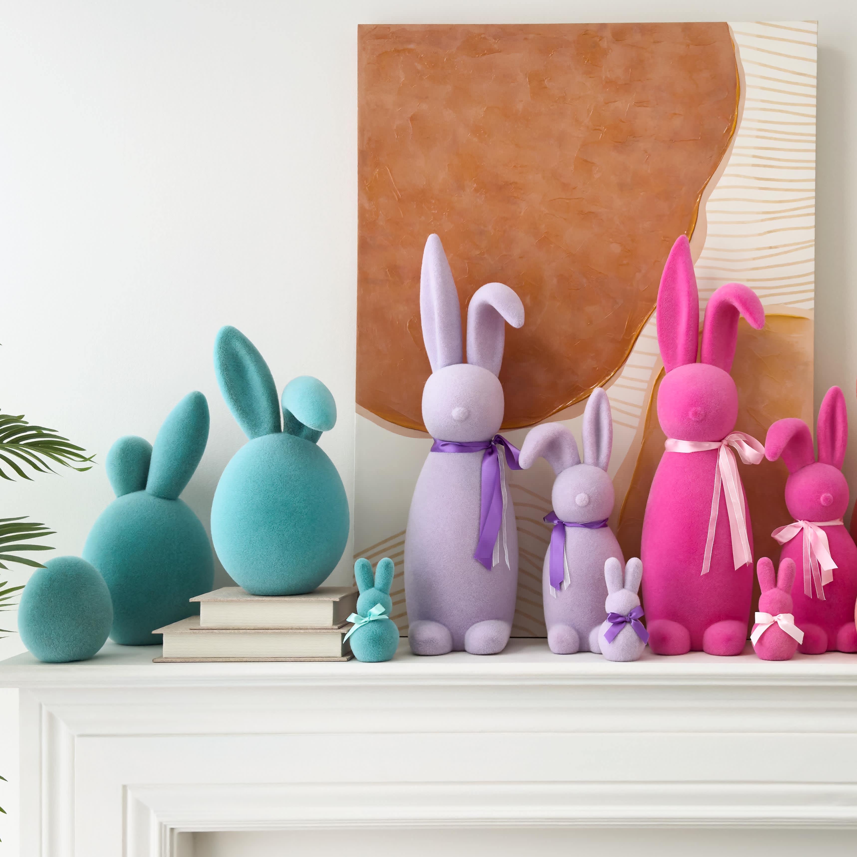 Bunny Brights Blue Flocked Bunny Head, 16"