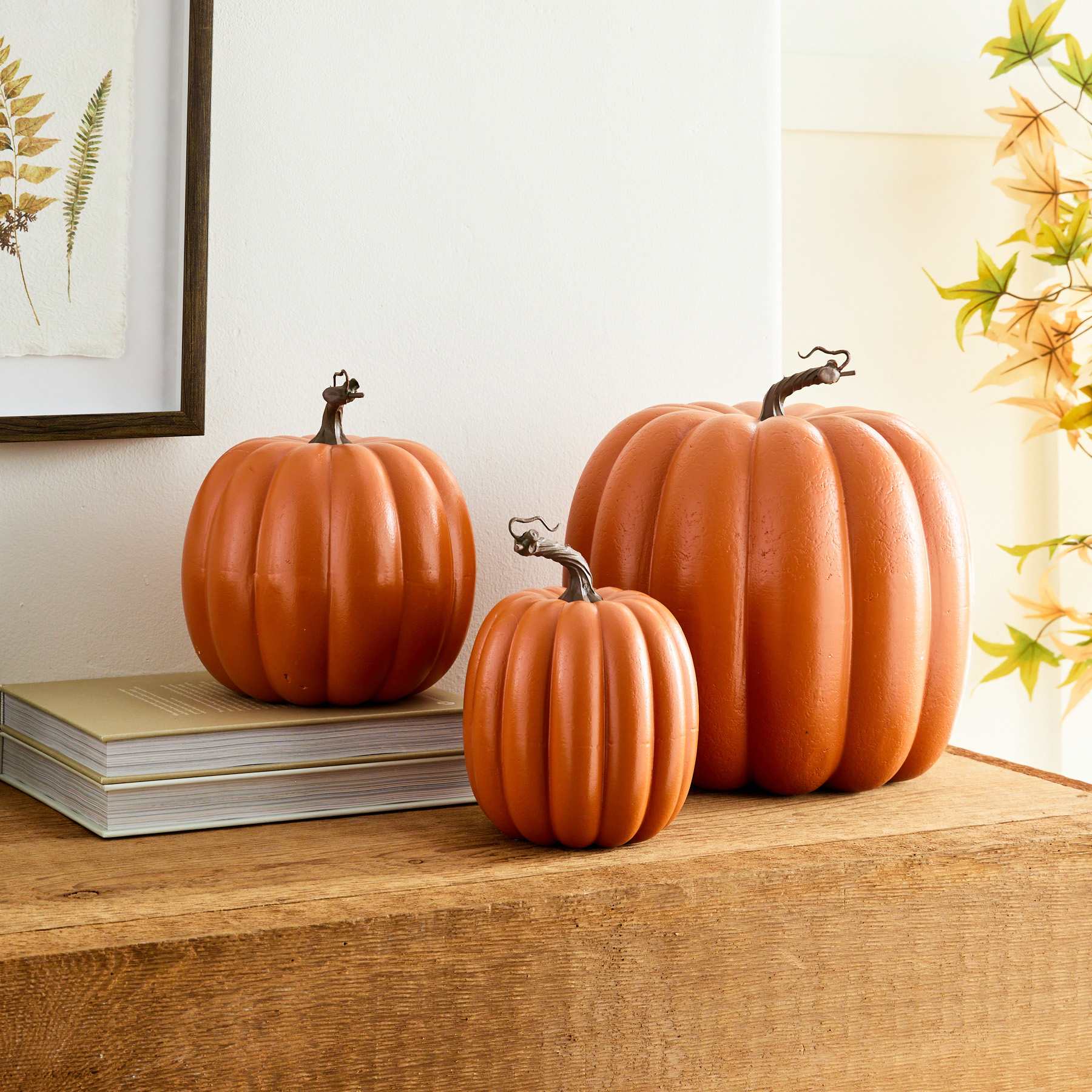 Orange Paper Mache Pumpkin, 5.5"